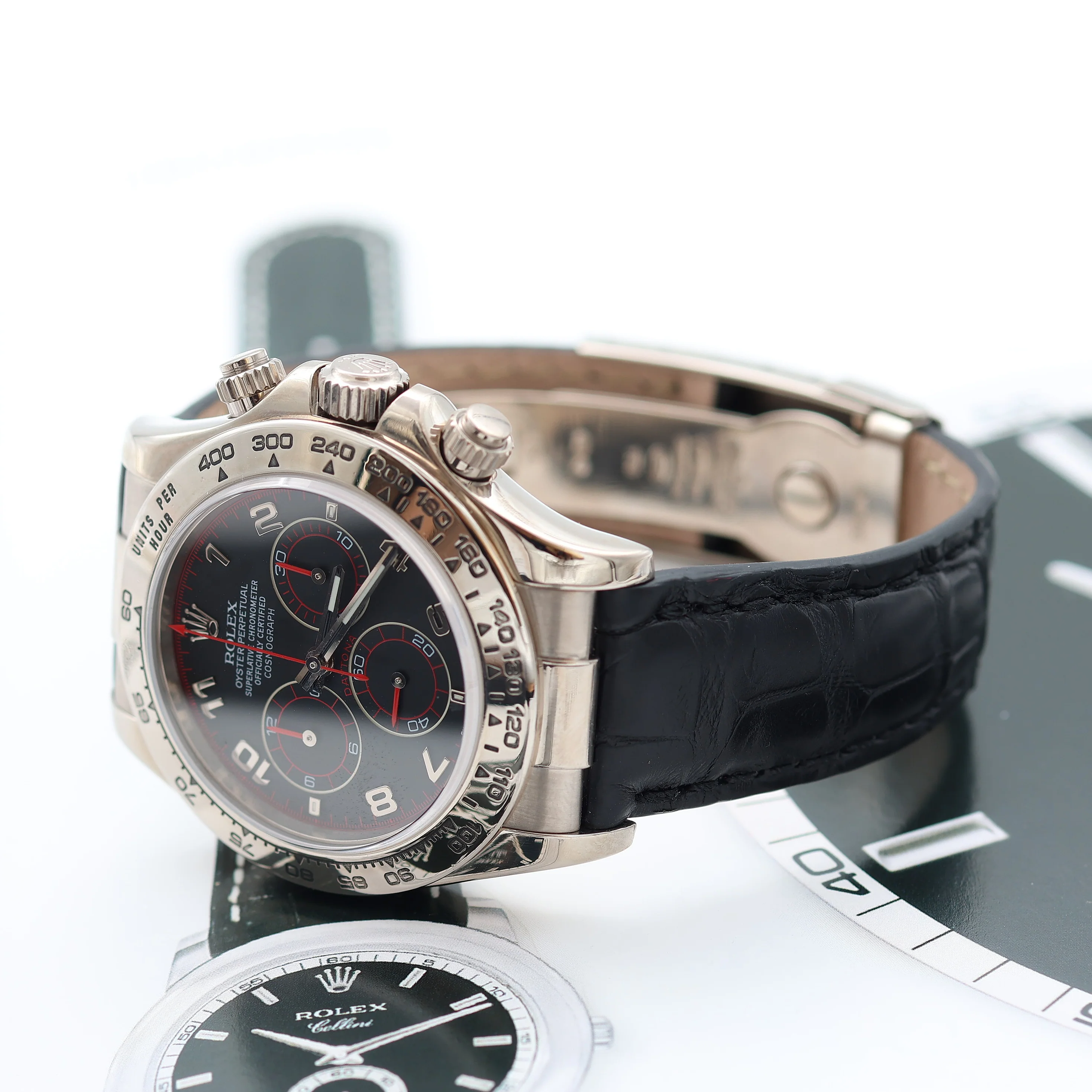 Rolex Daytona ref. 116519 Black Racing Dial - White Gold 18K - Leather Strap - Full Set - Image 11