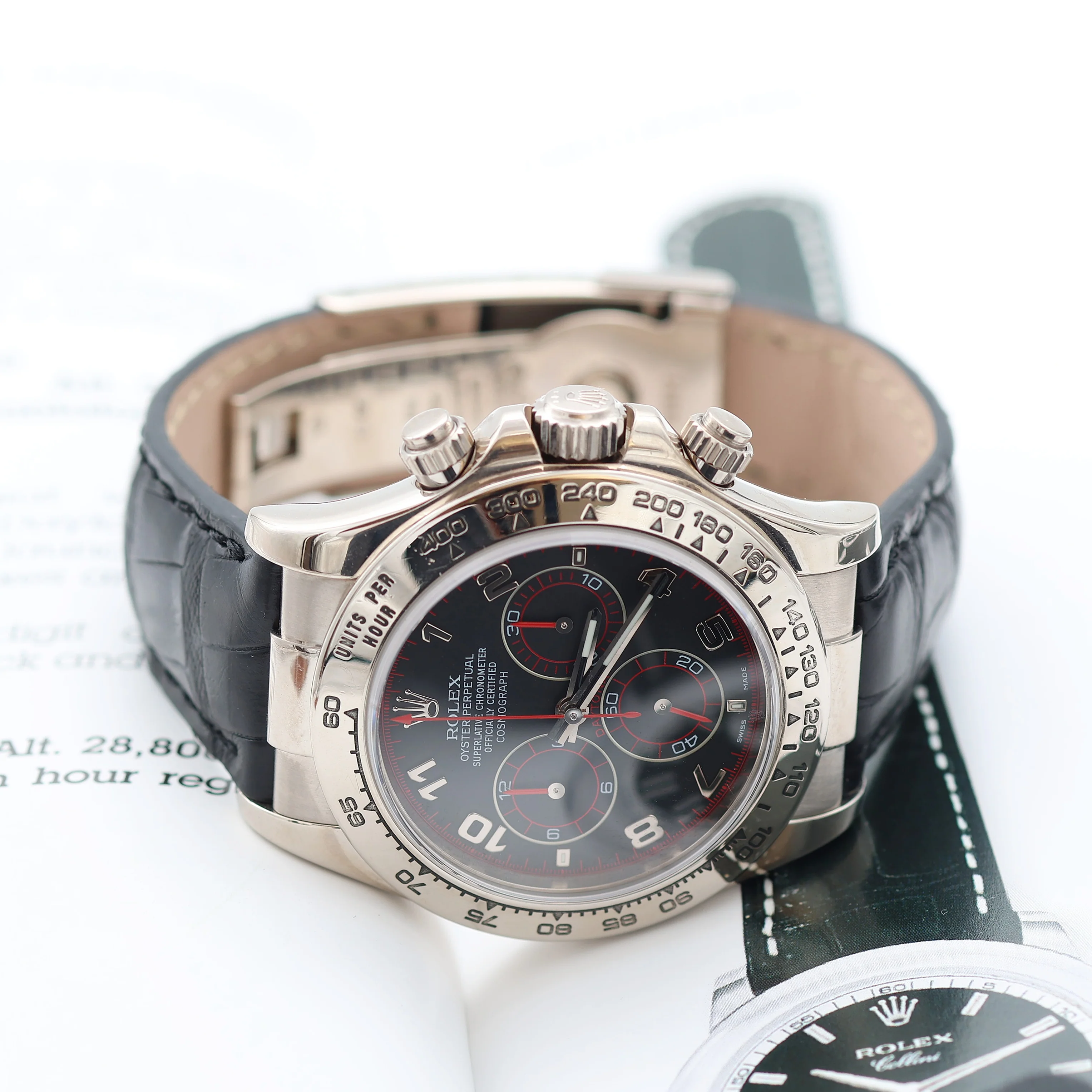 Rolex Daytona ref. 116519 Black Racing Dial - White Gold 18K - Leather Strap - Full Set - Image 12