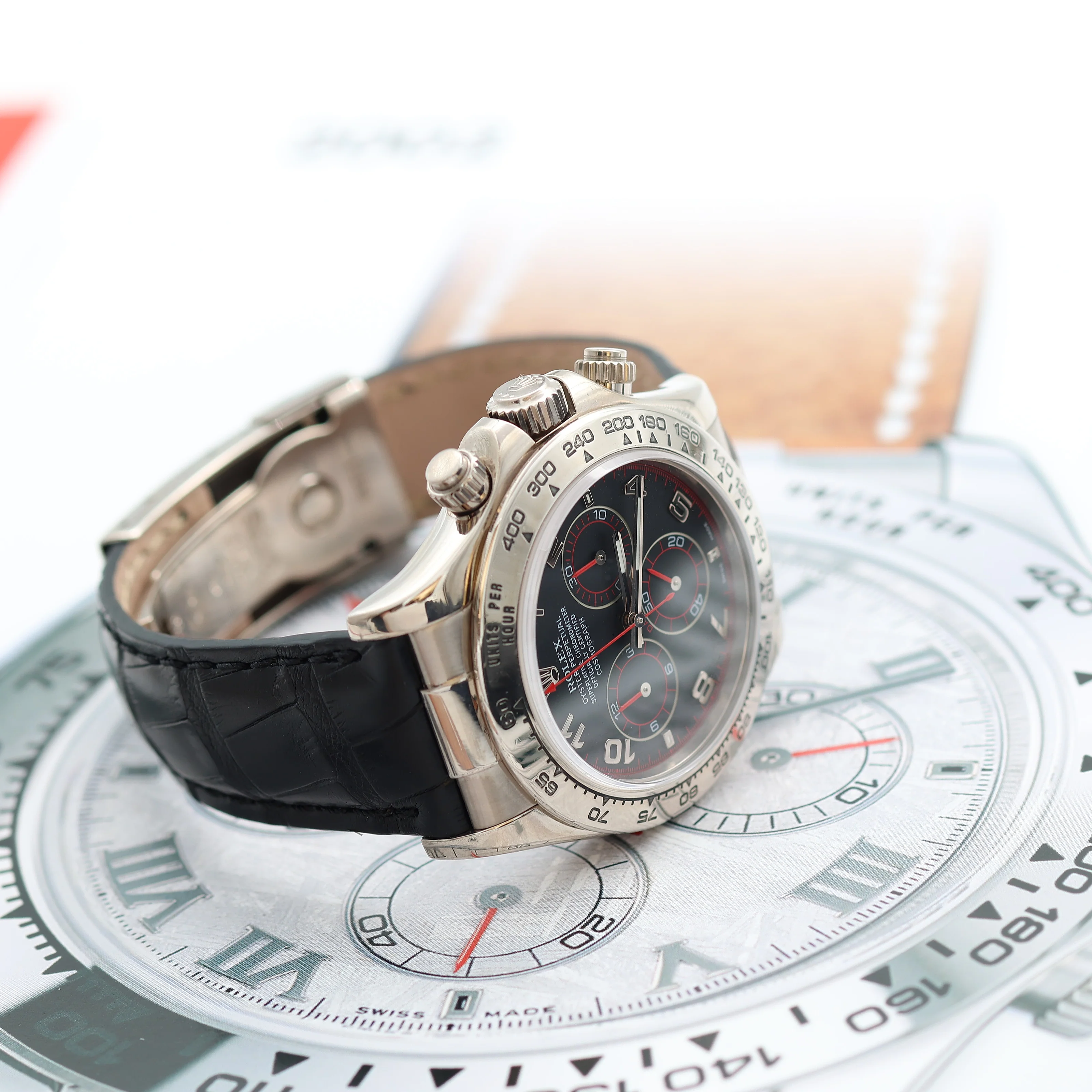 Rolex Daytona ref. 116519 Black Racing Dial - White Gold 18K - Leather Strap - Full Set - Image 13