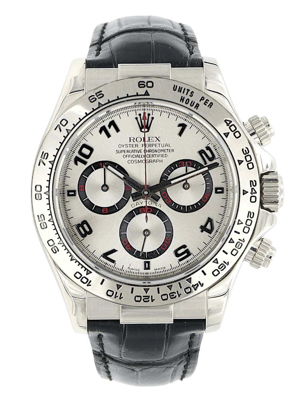 Rolex Daytona ref. 116519 Silver Racing Dial - White Gold 18K - Leather Strap - Full Set