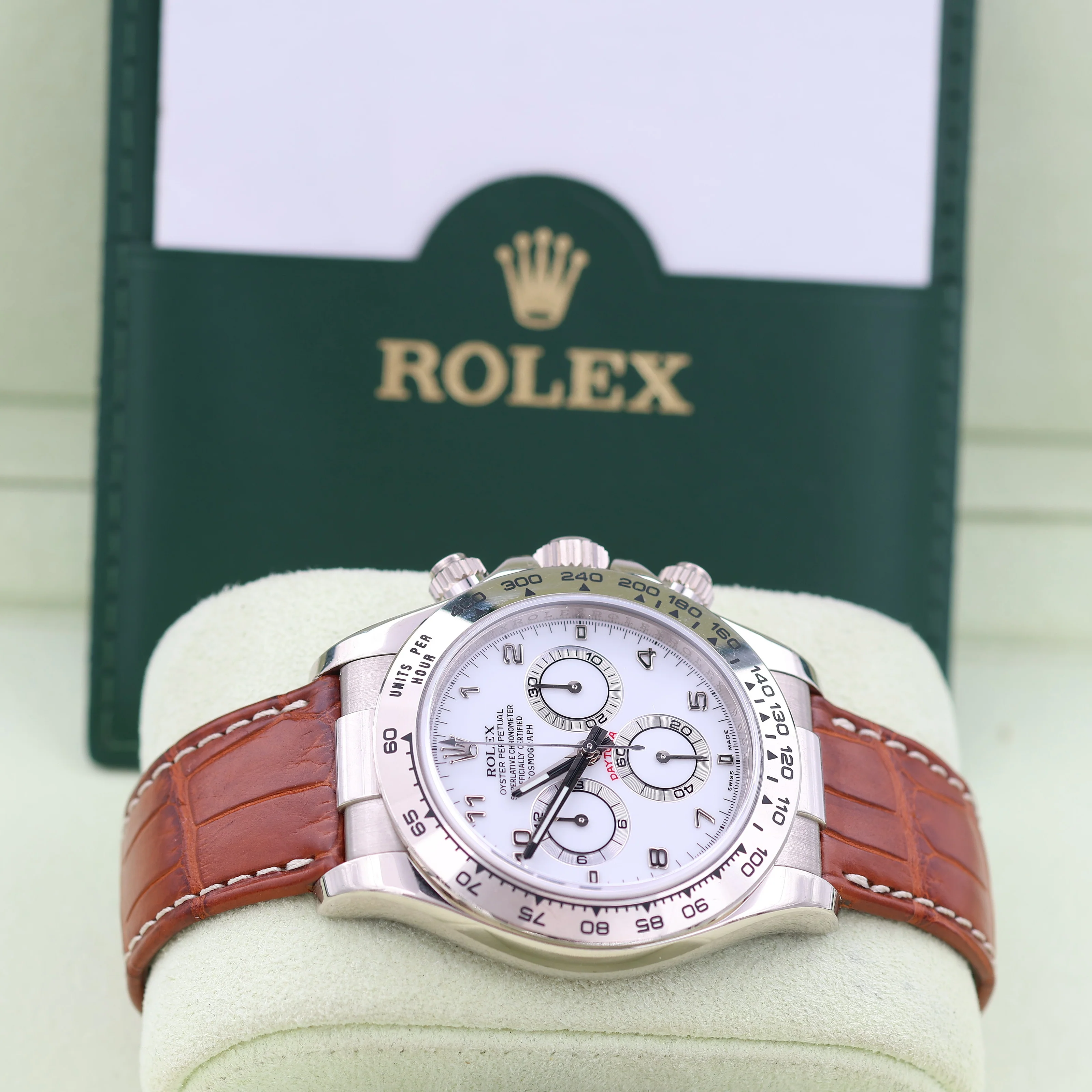 Rolex Daytona ref. 116519 White Arabic Dial - White Gold 18K - Leather Strap - Image 5