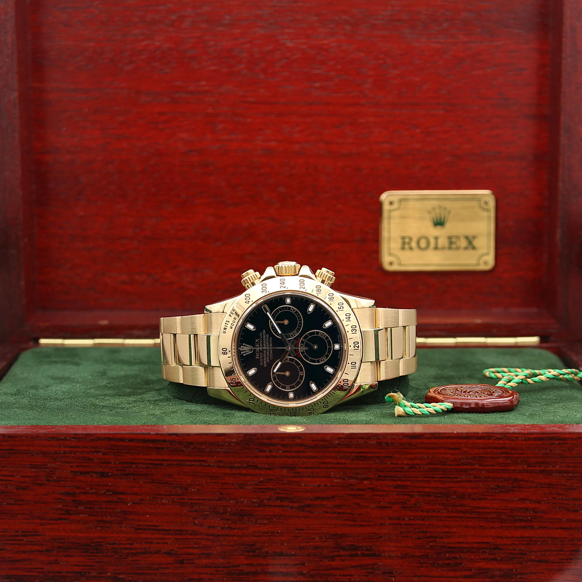 Rolex Daytona ref. 116528 - 18K Yellow Gold Black dial - Full Set