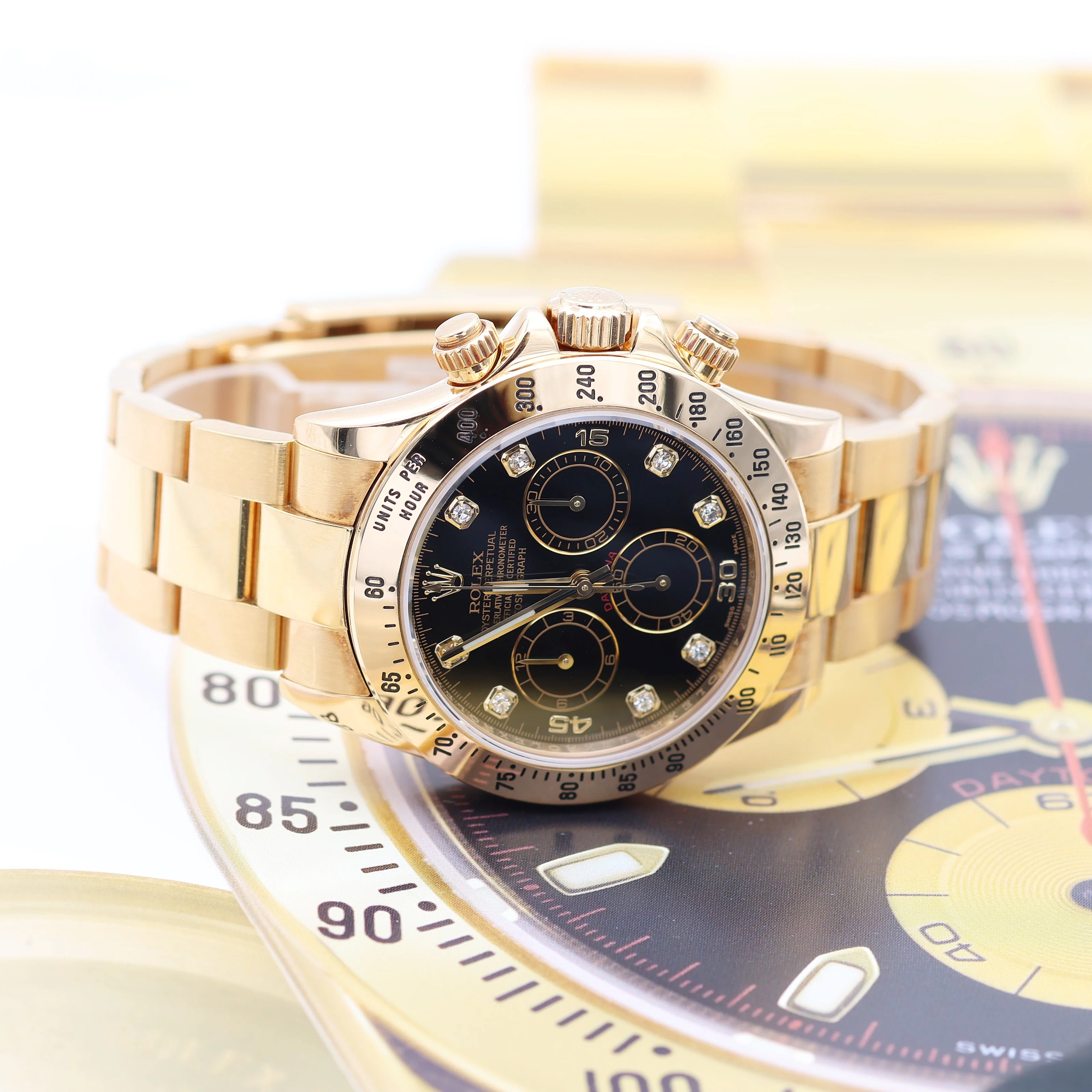 Rolex Daytona ref. 116528 - 18K Yellow Gold Black Diamonds dial - Full Set - Image 10
