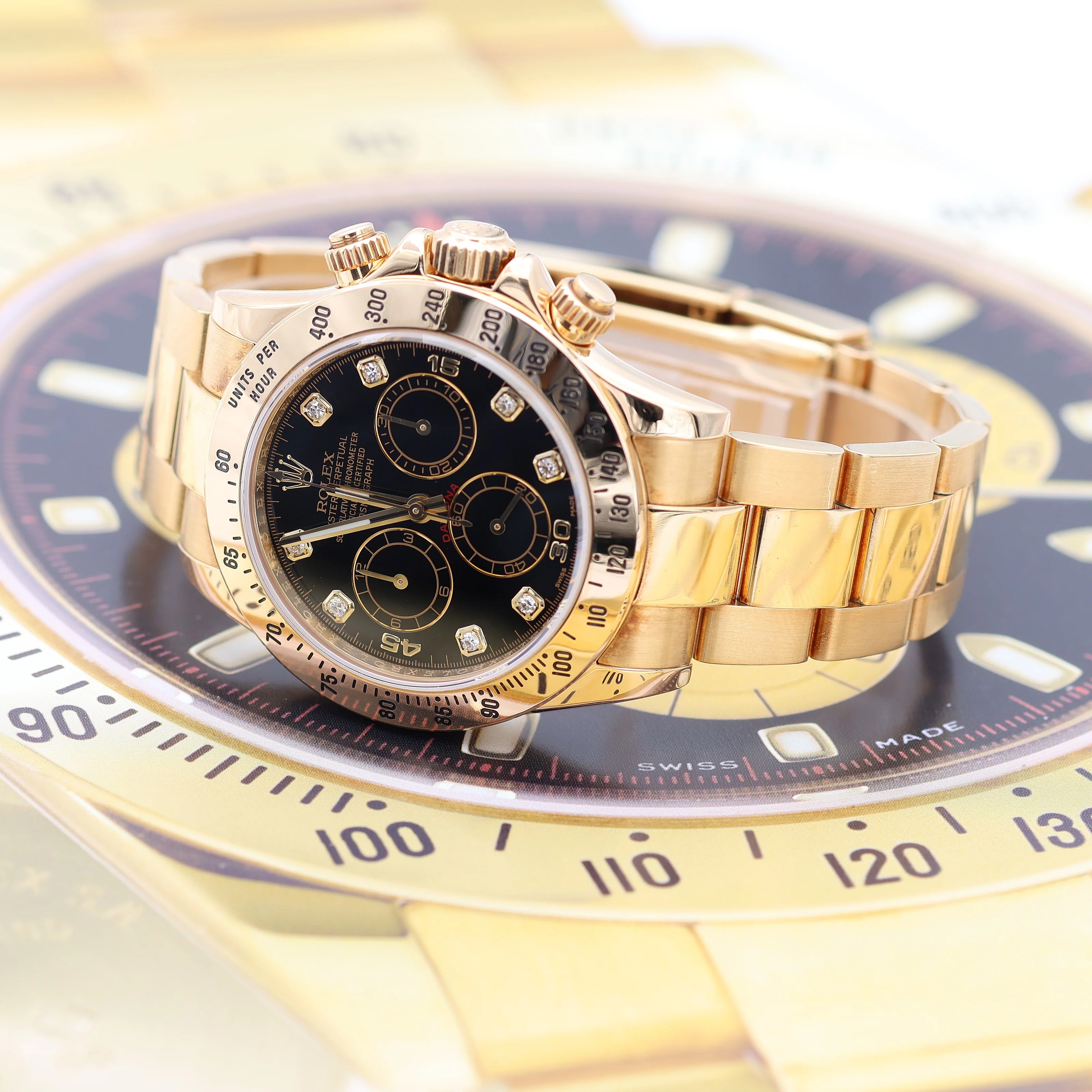 Rolex Daytona ref. 116528 - 18K Yellow Gold Black Diamonds dial - Full Set - Image 11