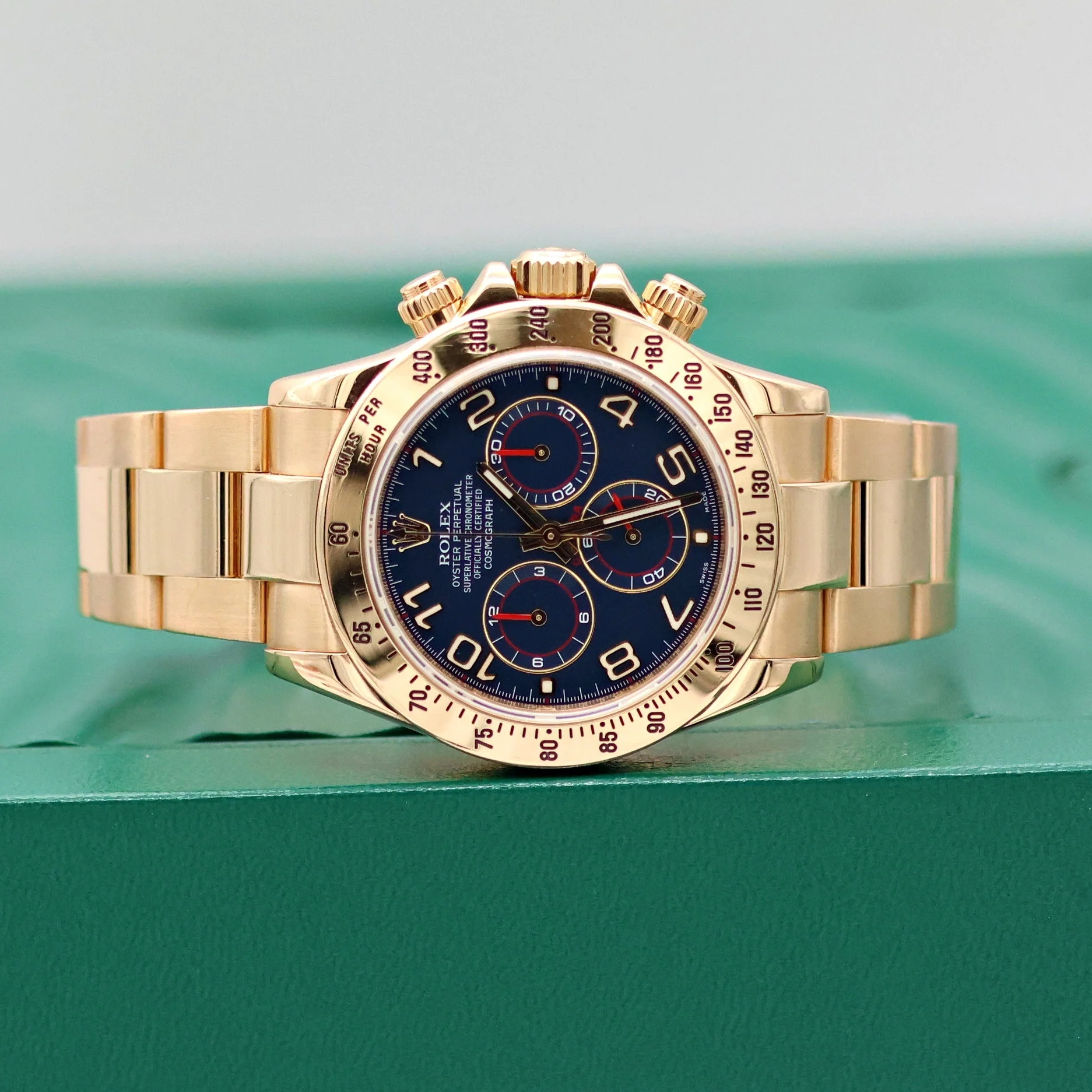 Rolex Daytona ref. 116528 - 18K Yellow Gold Blue Racing dial - Full Set - Image 5