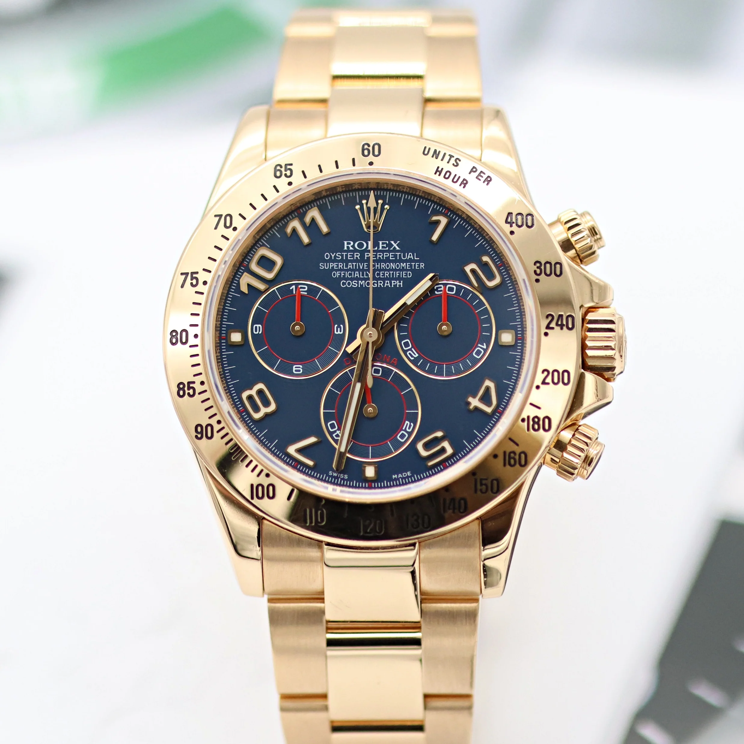 Rolex Daytona ref. 116528 - 18K Yellow Gold Blue Racing dial - Full Set - Image 7