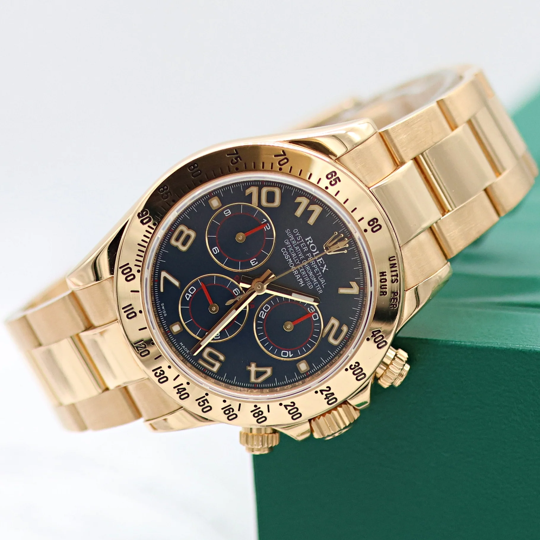 Rolex Daytona ref. 116528 - 18K Yellow Gold Blue Racing dial - Full Set - Image 9