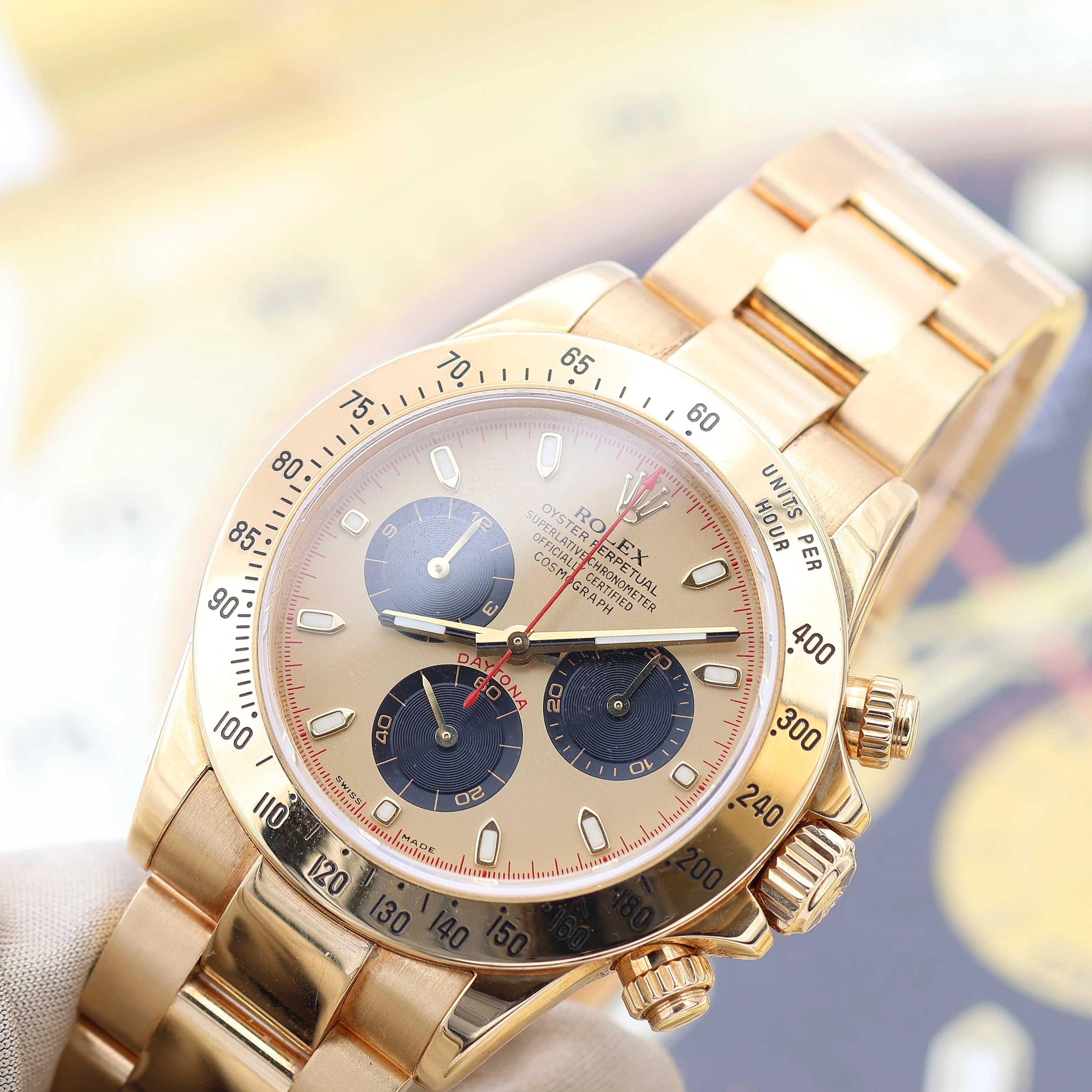 Rolex Daytona ref. 116528 - "Pikachu" Champagne dial with black subs - Full Set - Image 3