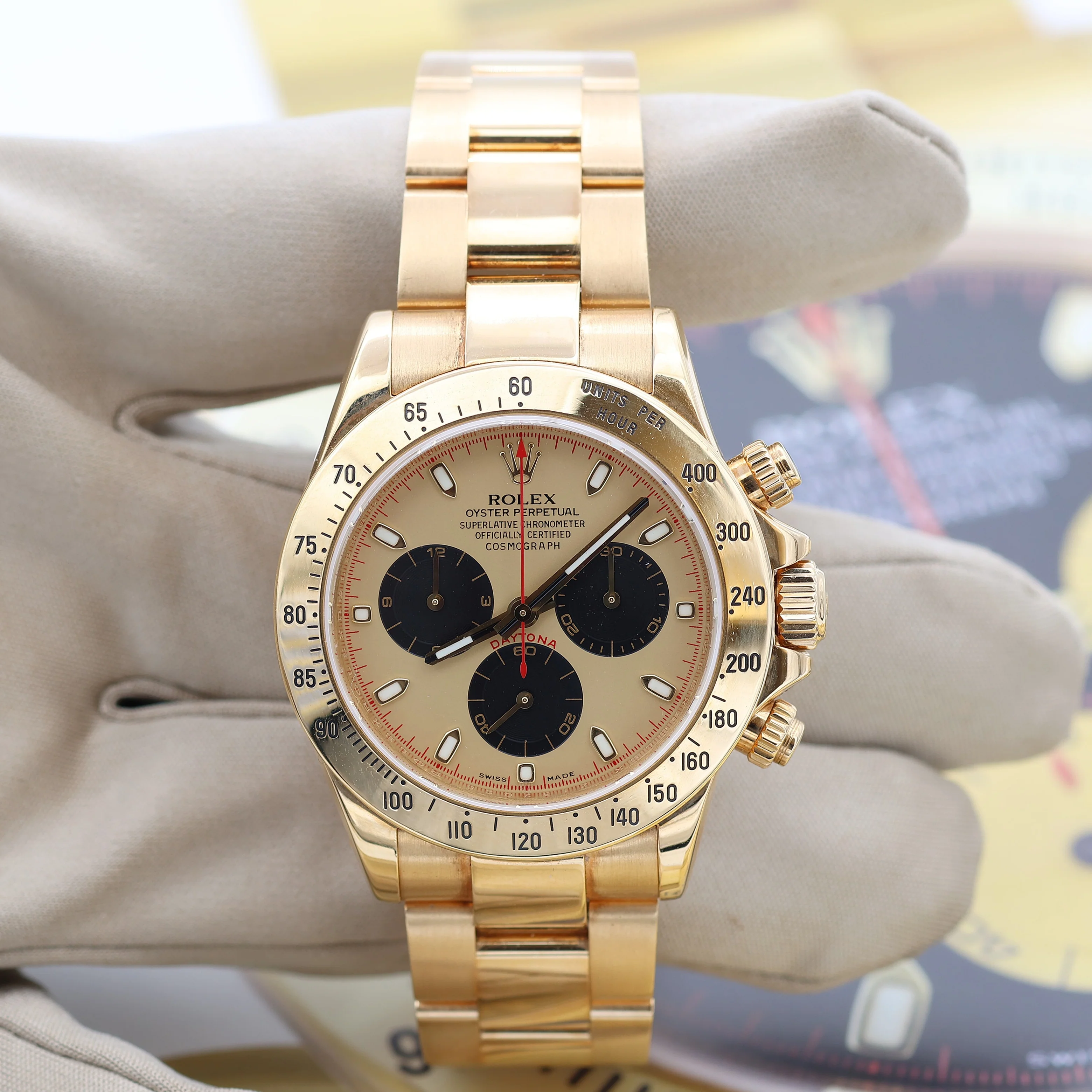 Rolex Daytona ref. 116528 - "Pikachu" Champagne dial with black subs - Full Set - Image 4