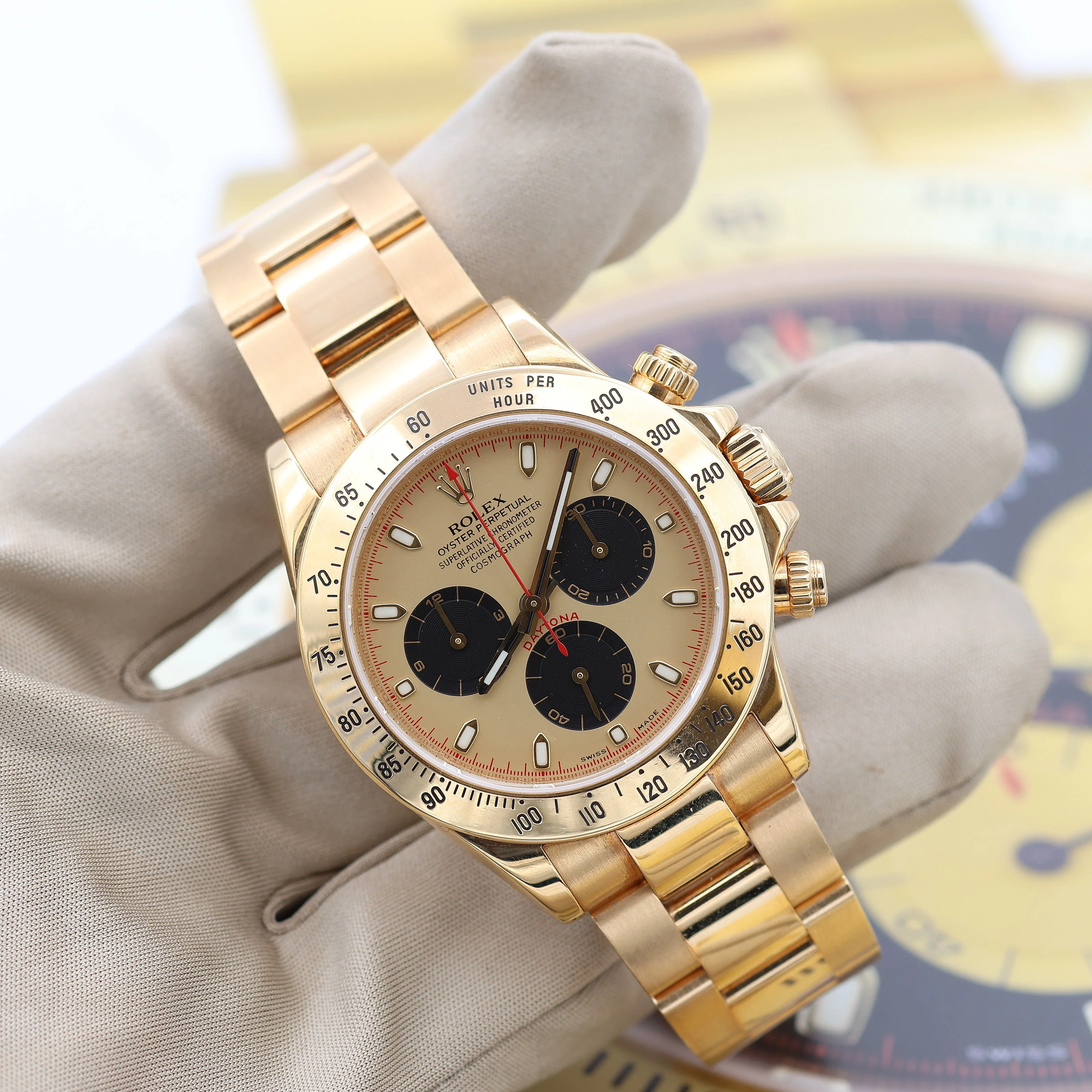 Rolex Daytona ref. 116528 - "Pikachu" Champagne dial with black subs - Full Set - Image 5