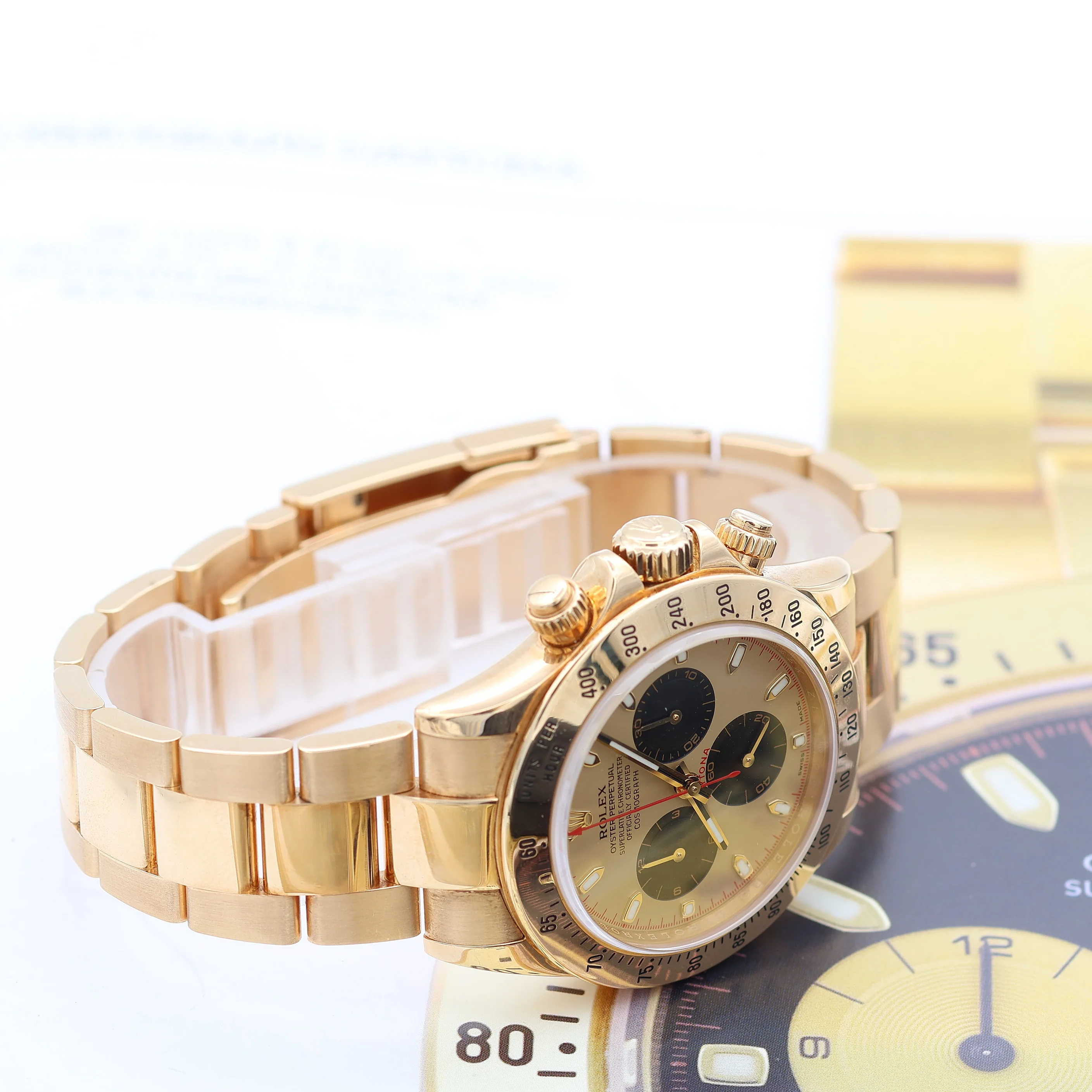 Rolex Daytona ref. 116528 - "Pikachu" Champagne dial with black subs - Full Set - Image 7
