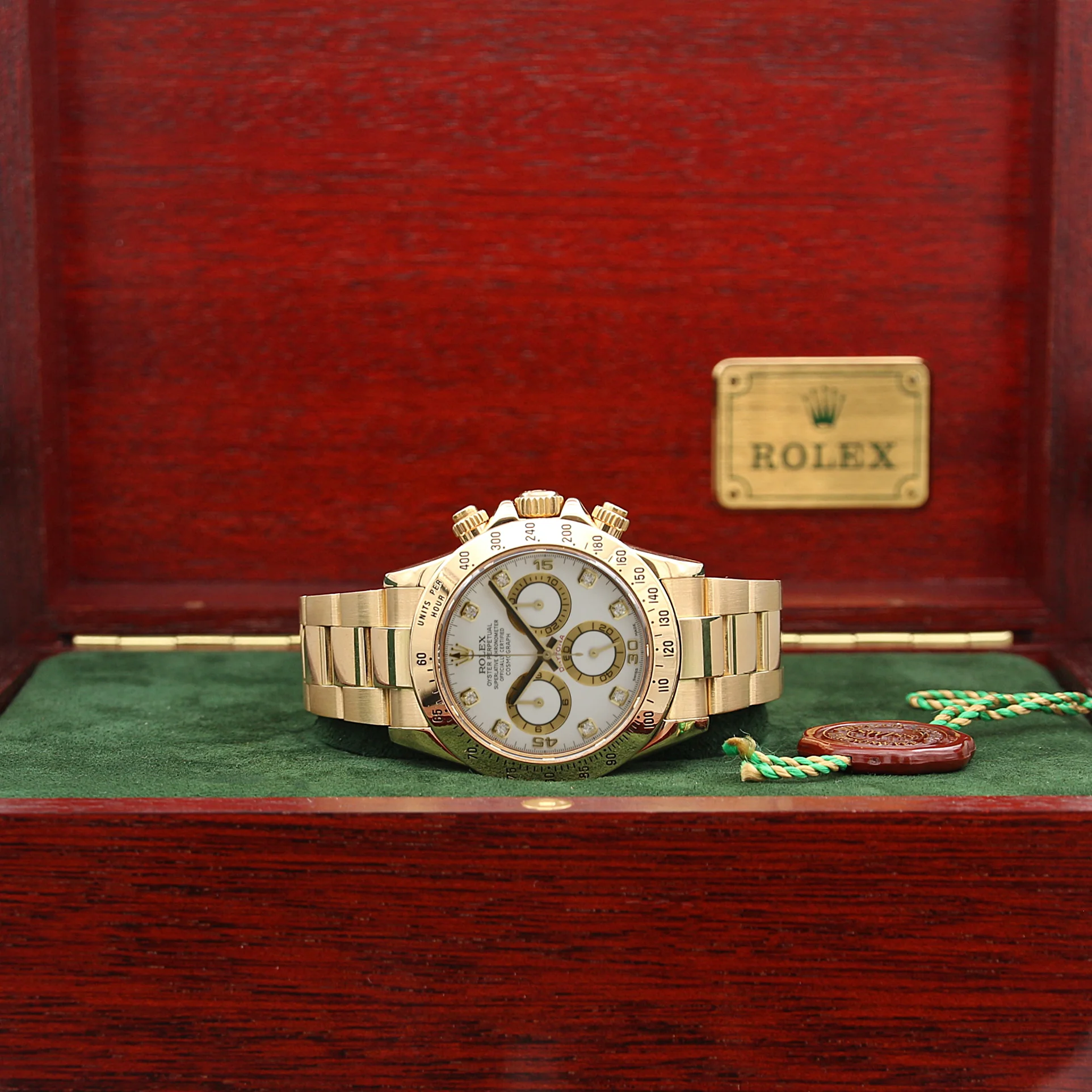 Rolex Daytona ref. 116528 - 18K Yellow Gold - White dial with diamonds - Full Set - Image 2