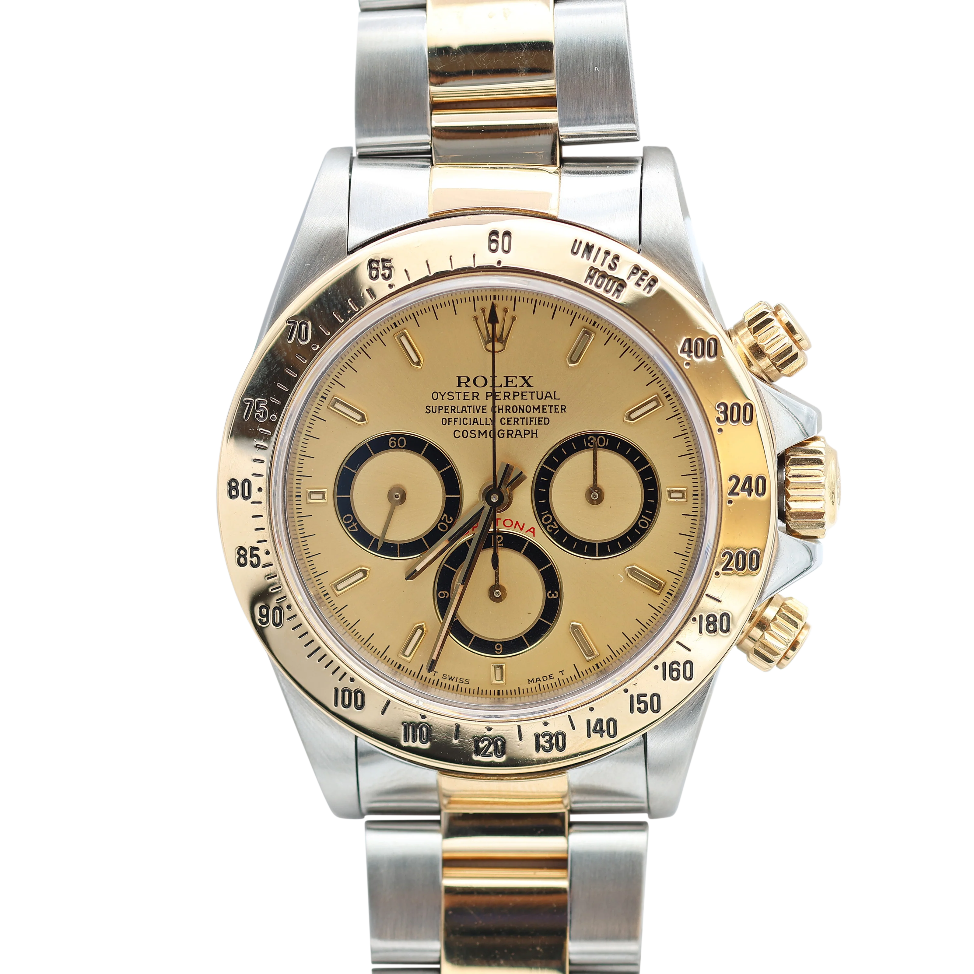 Rolex Daytona ref. 16523 Steel and Gold Champagne Dial Oyster Bracelet - Full Set