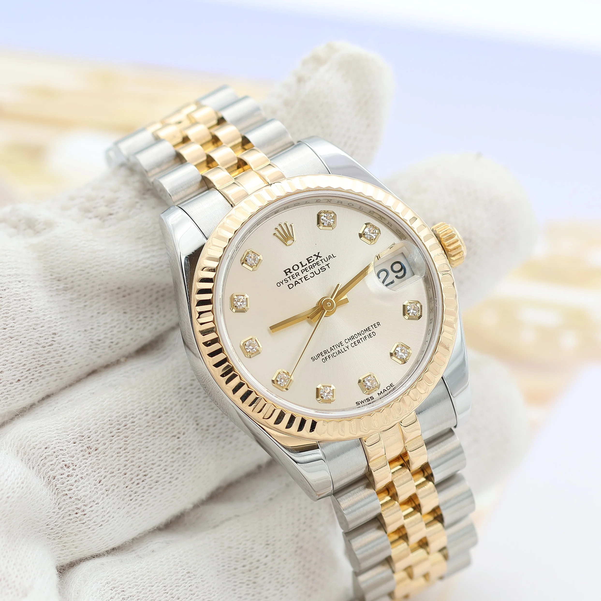 Rolex Lady-Datejust 31mm ref. 178273 Silver Diamonds Dial Jubilee bracelet - Full Set - Image 5