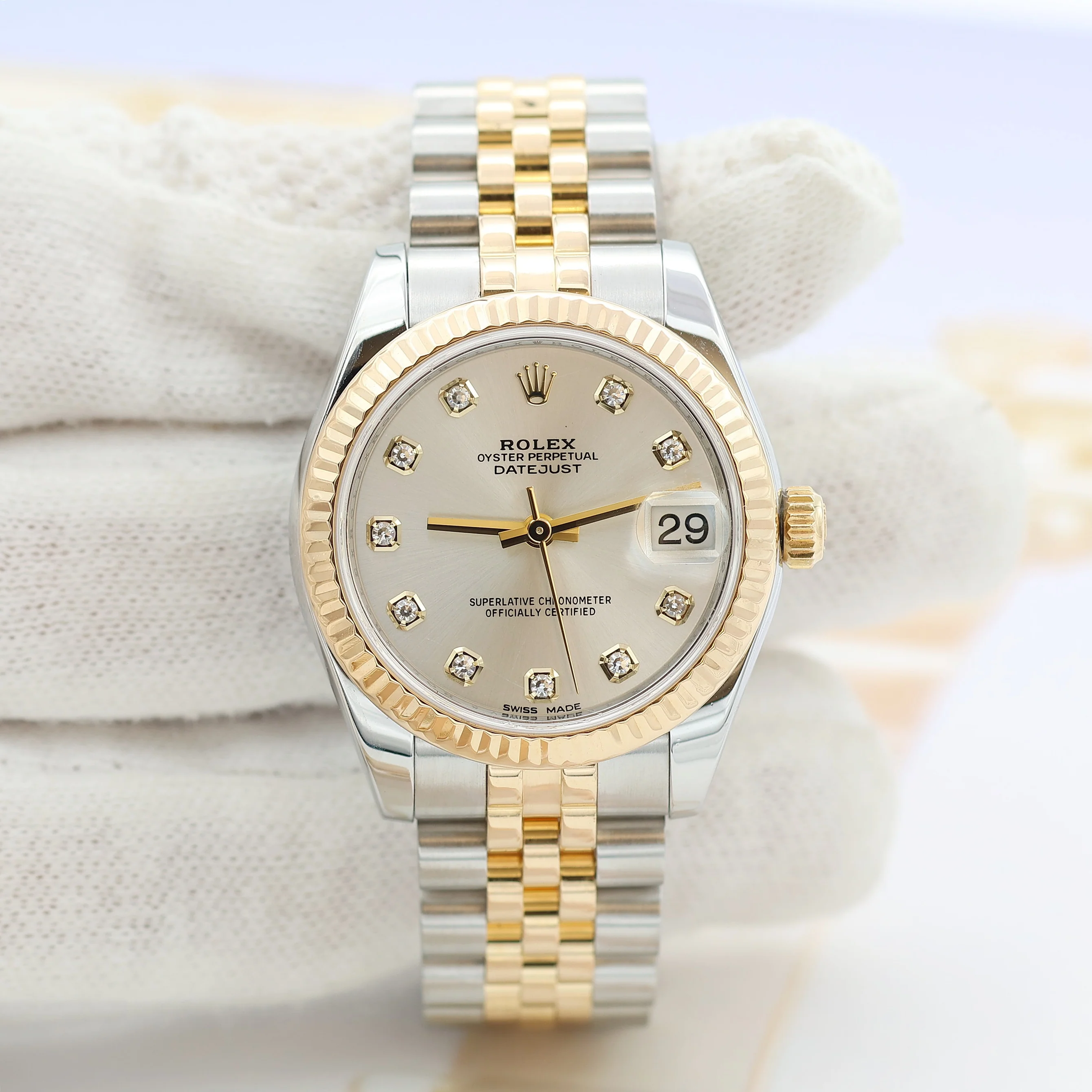 Rolex Lady-Datejust 31mm ref. 178273 Silver Diamonds Dial Jubilee bracelet - Full Set - Image 6