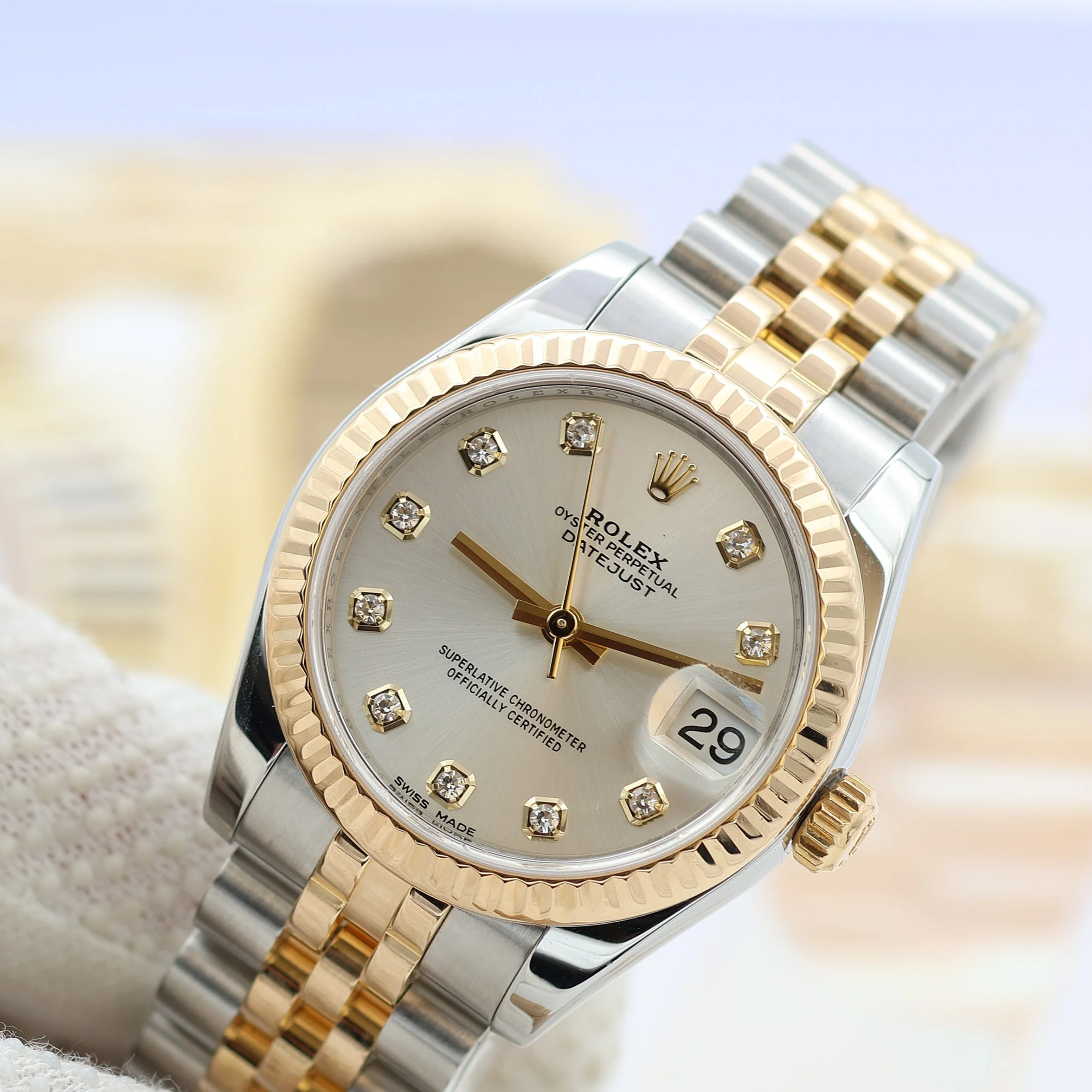 Rolex Lady-Datejust 31mm ref. 178273 Silver Diamonds Dial Jubilee bracelet - Full Set - Image 7