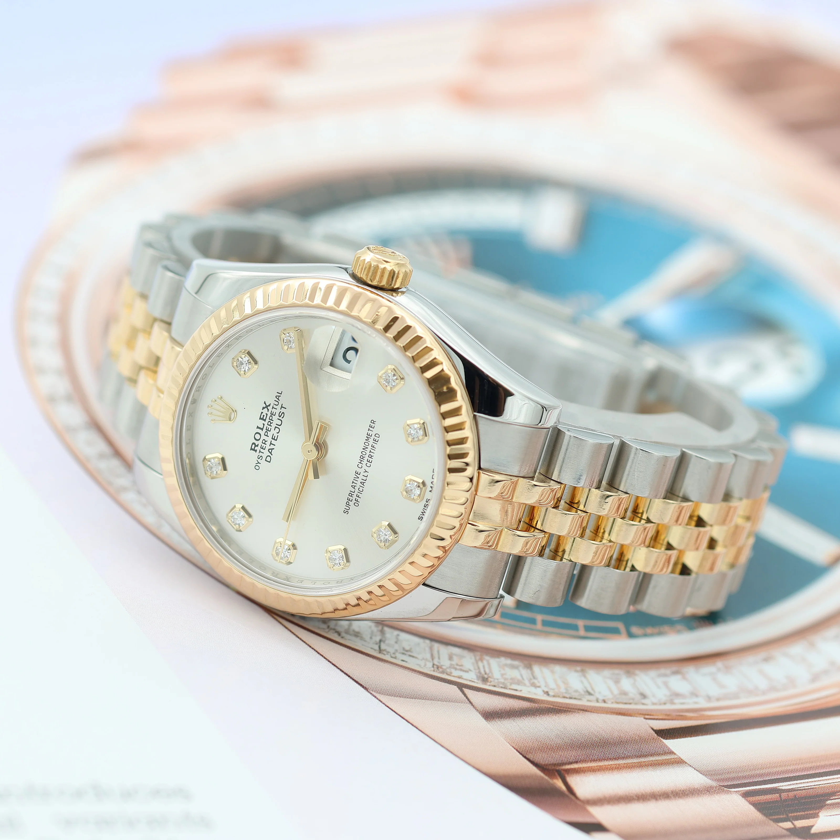Rolex Lady-Datejust 31mm ref. 178273 Silver Diamonds Dial Jubilee bracelet - Full Set - Image 8