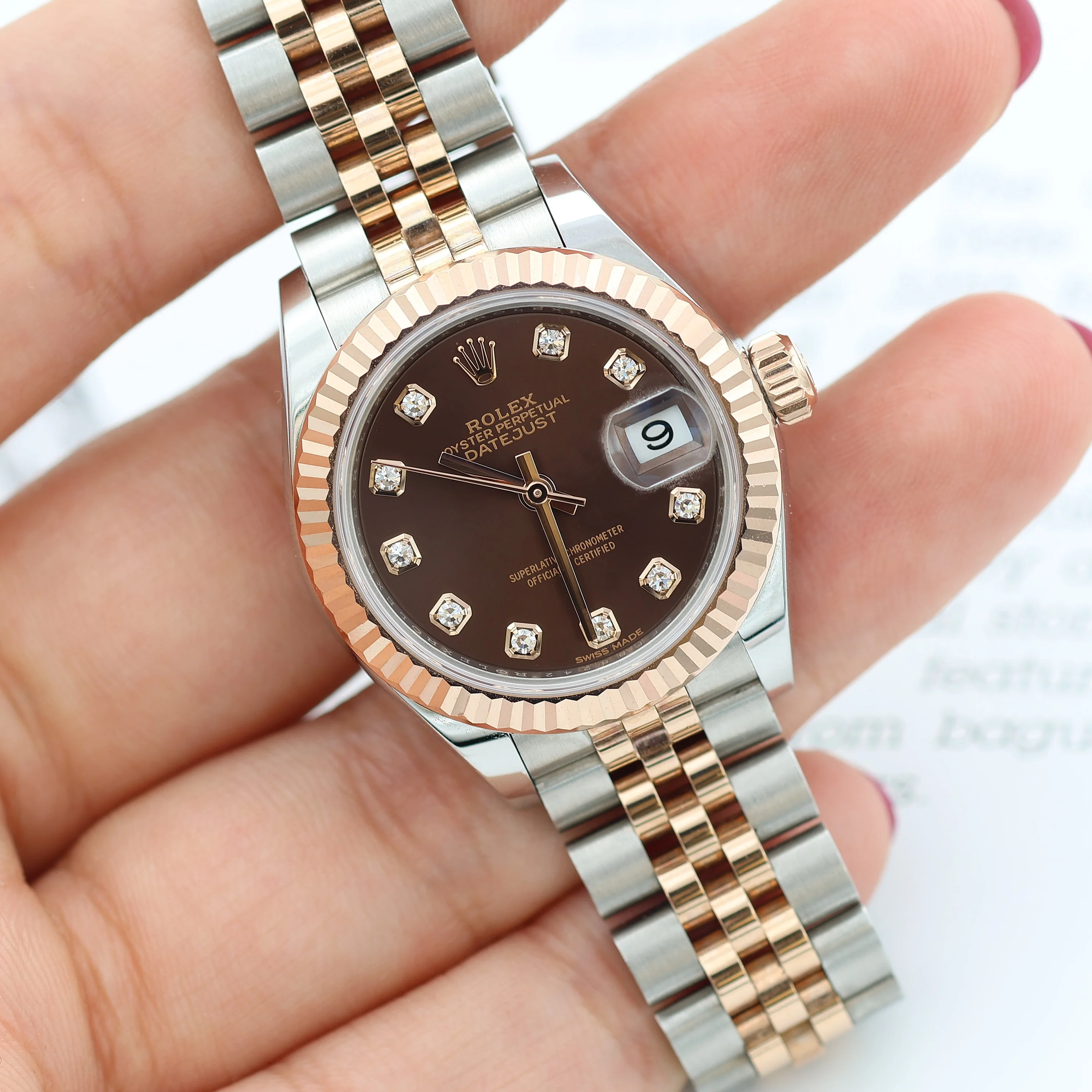 Rolex Lady Datejust ref. 279171 Chocolate Diamonds Dial - Jubilee - Full Set - Image 7
