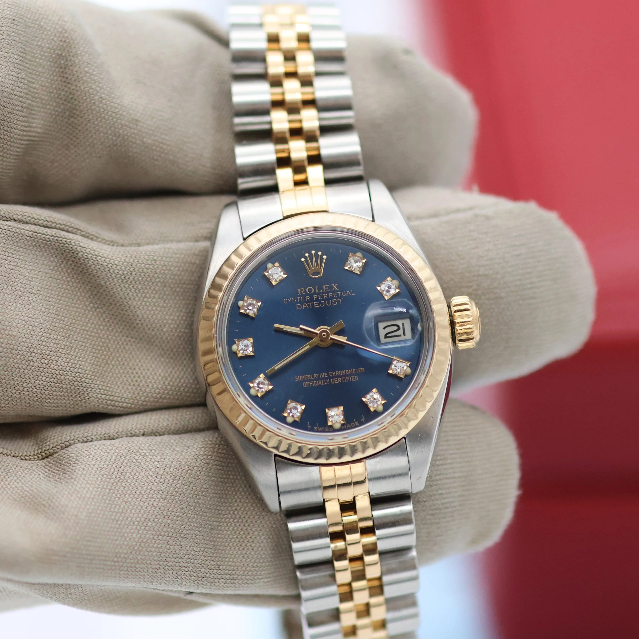 Rolex Lady-Datejust ref. 6917 - Blue Diamonds dial - Jubilee bracelet - Image 4
