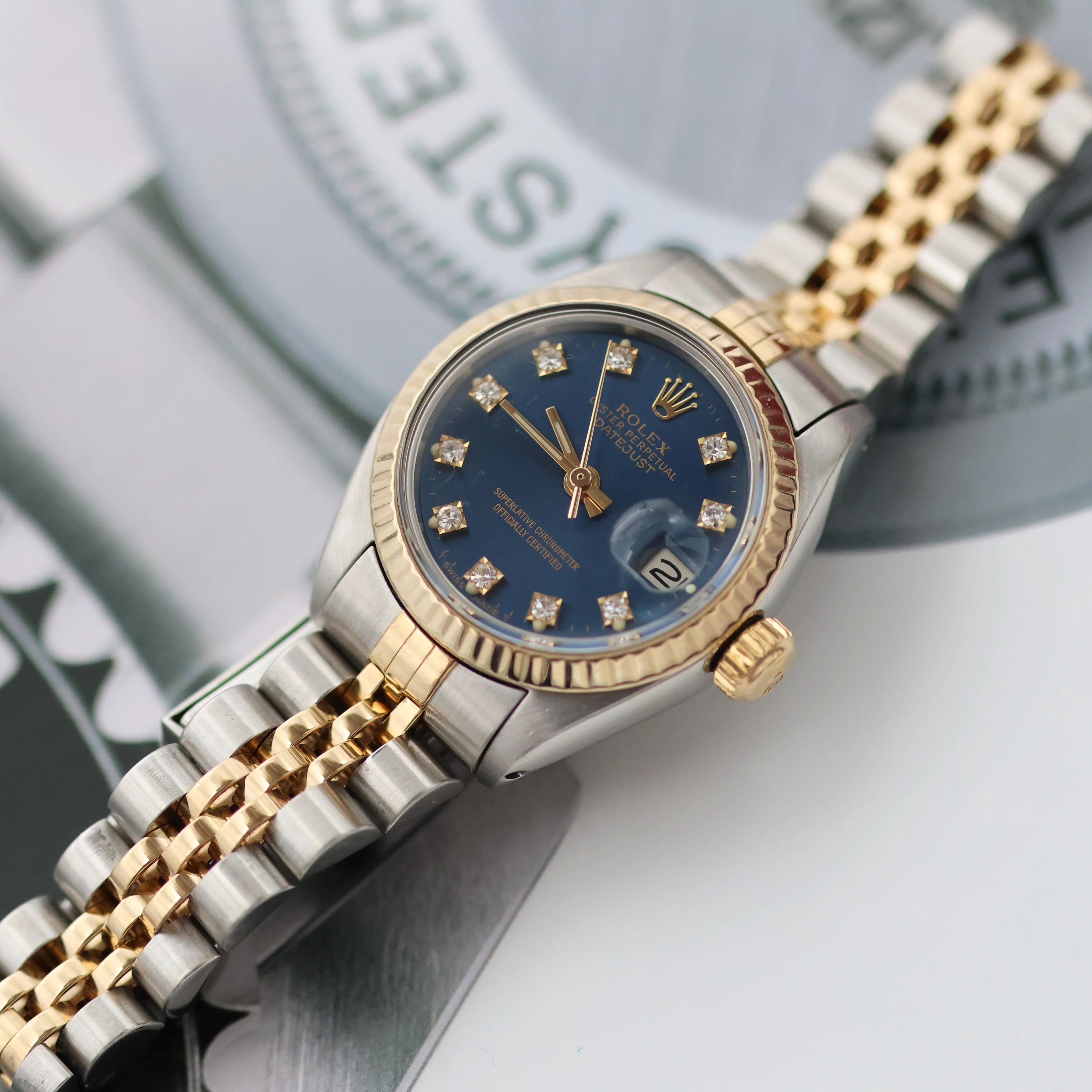 Rolex Lady-Datejust ref. 6917 - Blue Diamonds dial - Jubilee bracelet - Image 6