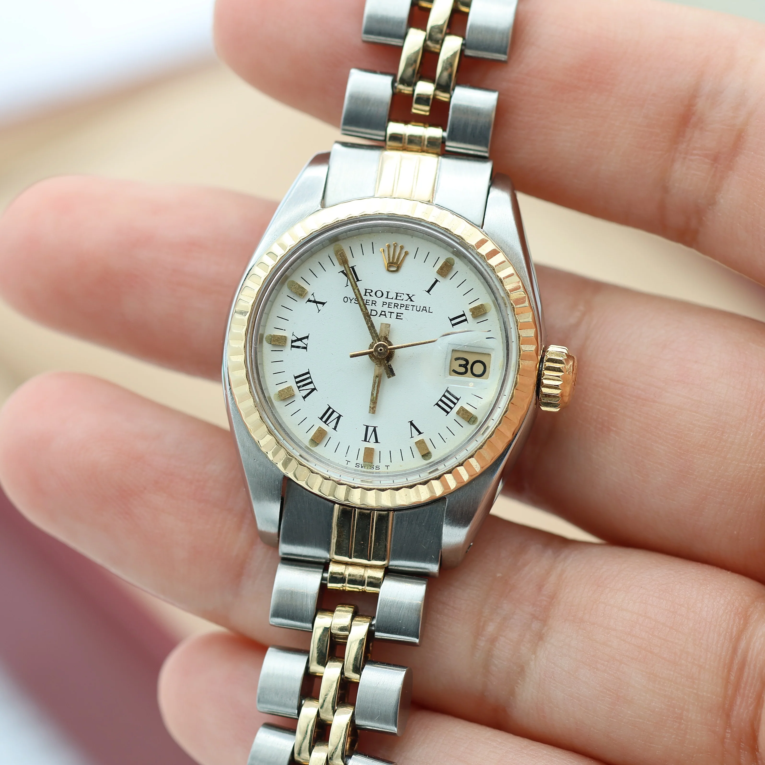 Rolex Lady-Datejust ref. 6917 Steel and Gold White Roman Dial Jubilee Bracelet - Image 11