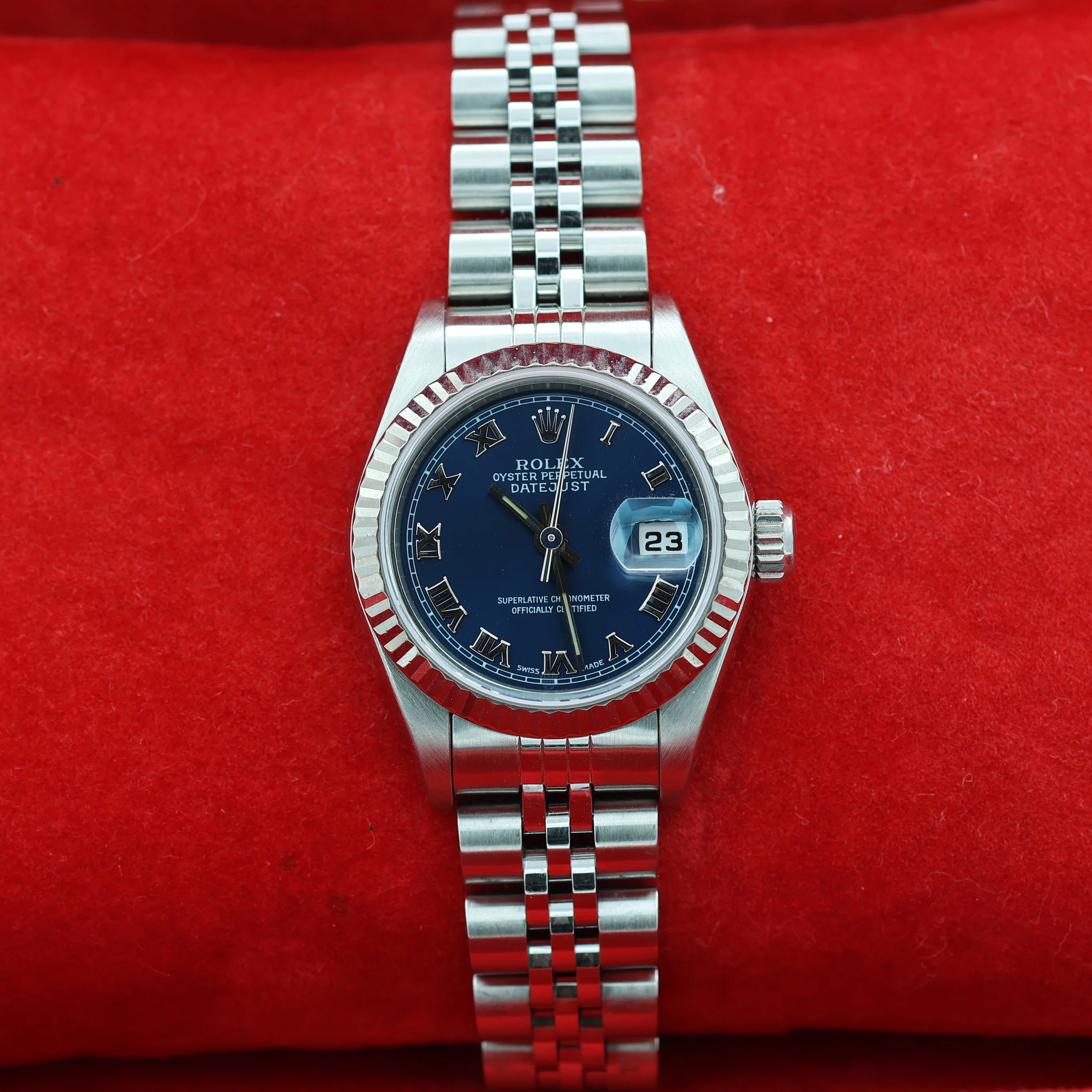Rolex Lady-Datejust ref. 69174 - Blue Roman Dial Jubilee bracelet - Full Set - Image 2