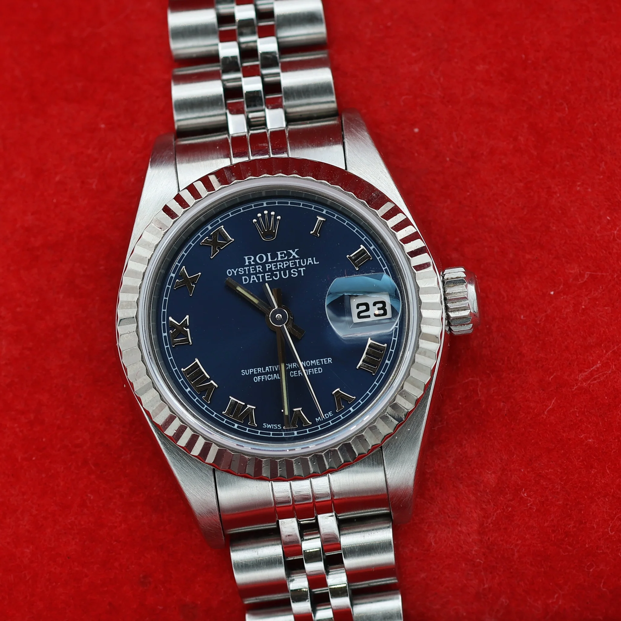 Rolex Lady-Datejust ref. 69174 - Blue Roman Dial Jubilee bracelet - Full Set - Image 5