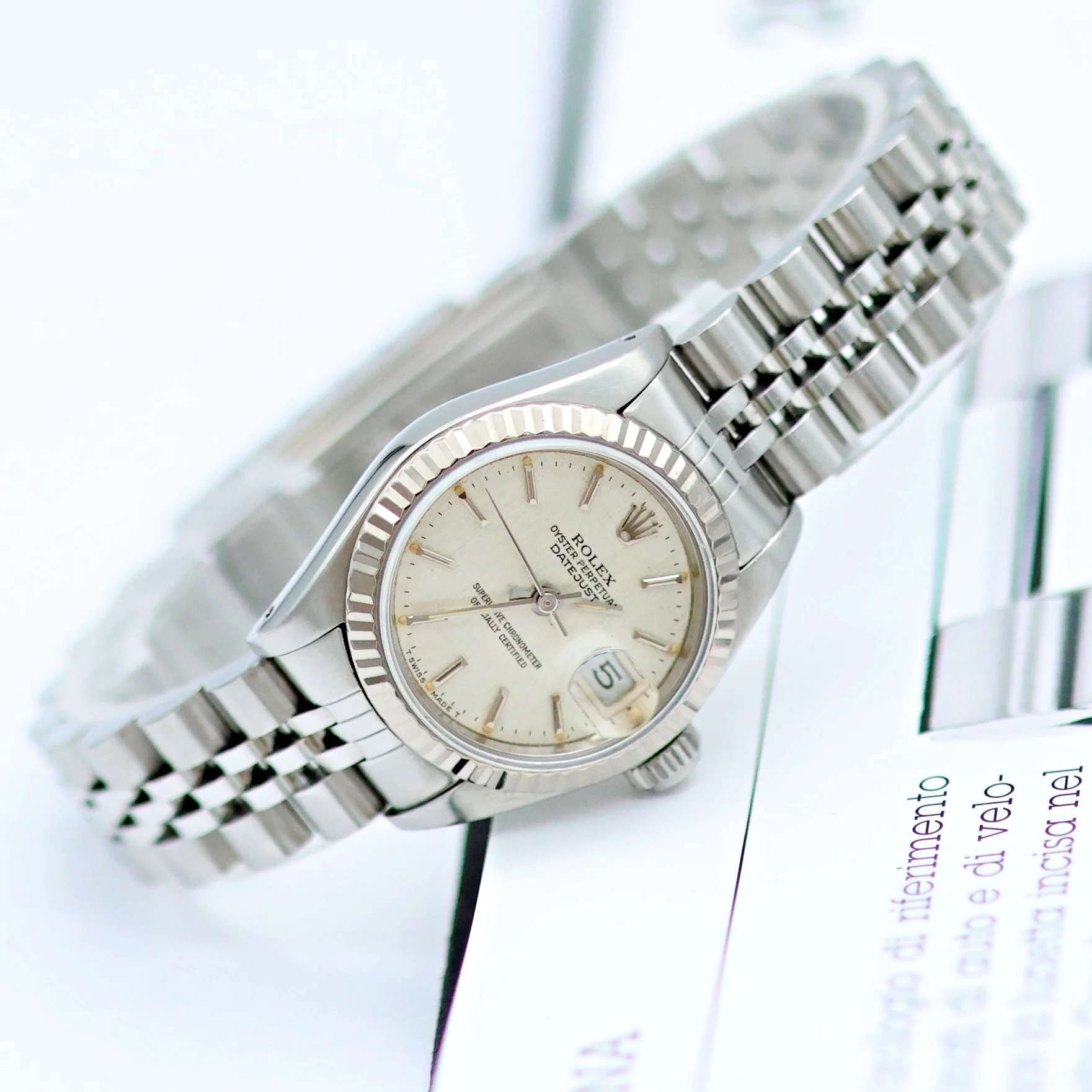 Rolex Lady-Datejust ref. 69174 - SIlver Linen Dial - Jubilee bracelet - Image 11