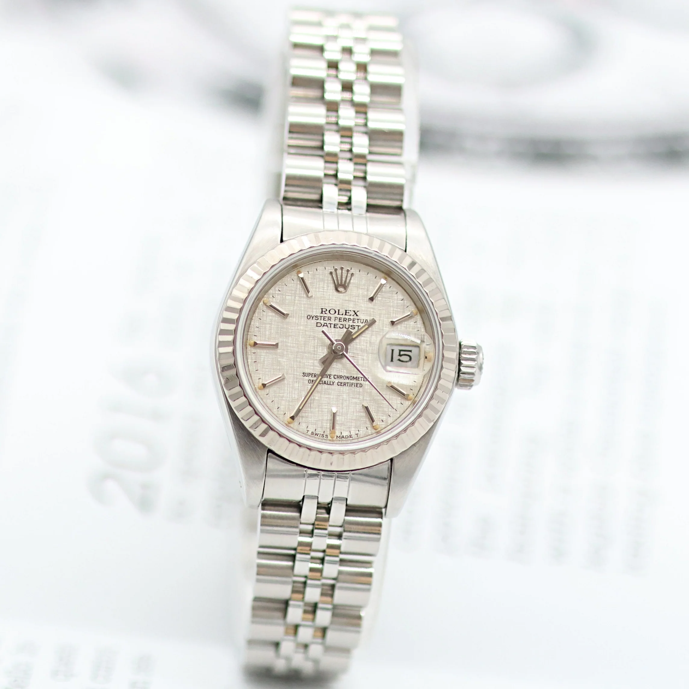 Rolex Lady-Datejust ref. 69174 - SIlver Linen Dial - Jubilee bracelet - Image 3