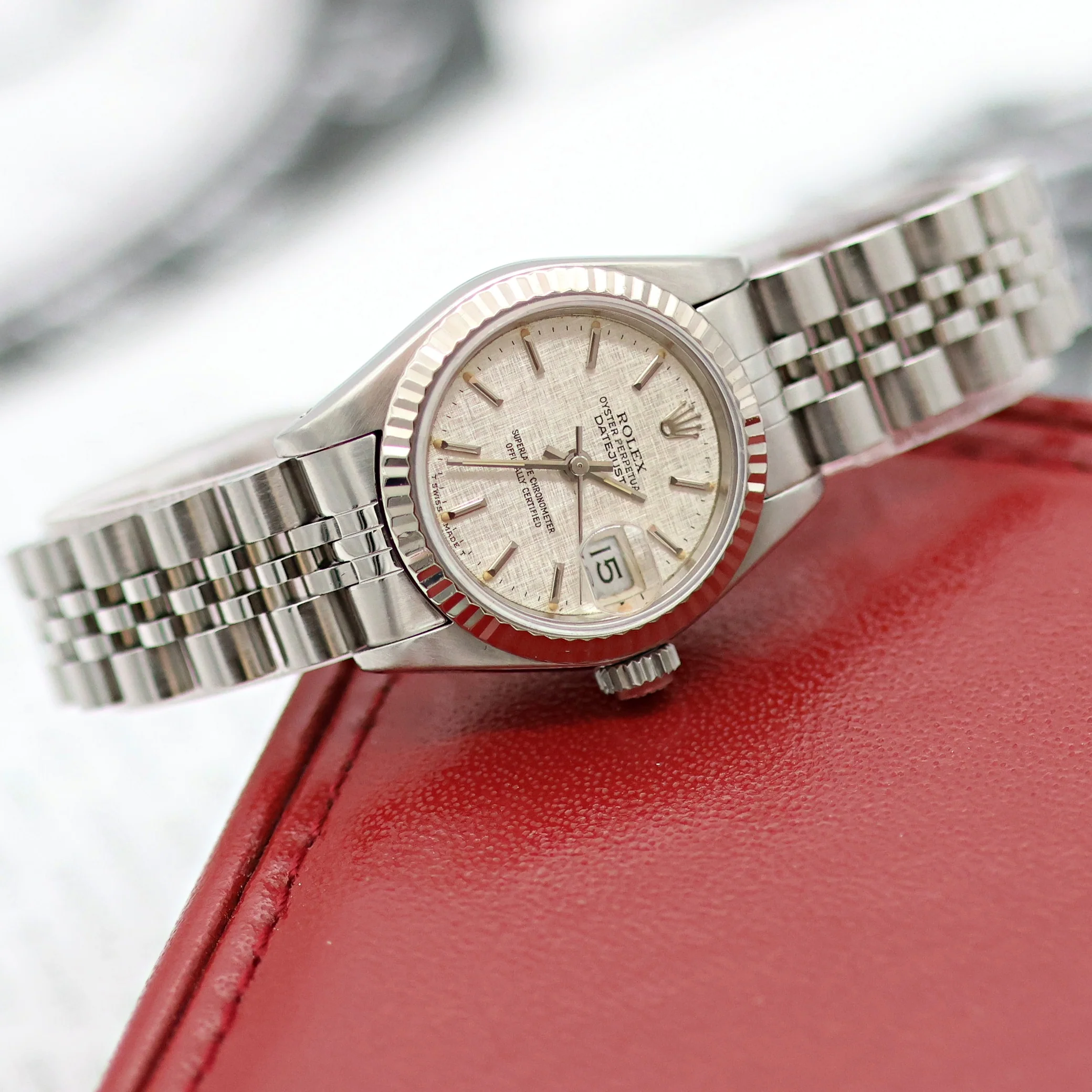 Rolex Lady-Datejust ref. 69174 - SIlver Linen Dial - Jubilee bracelet - Image 4
