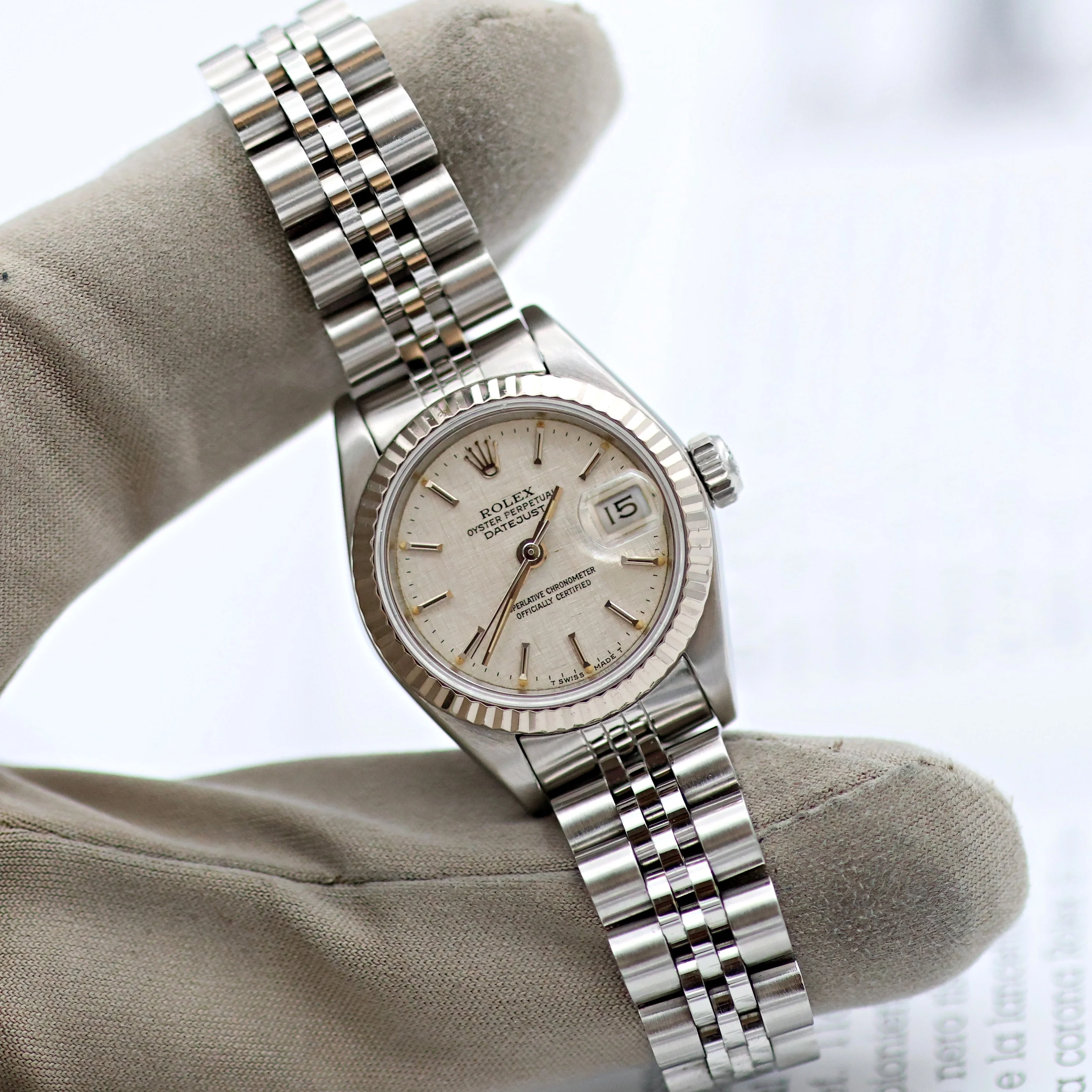 Rolex Lady-Datejust ref. 69174 - SIlver Linen Dial - Jubilee bracelet - Image 6
