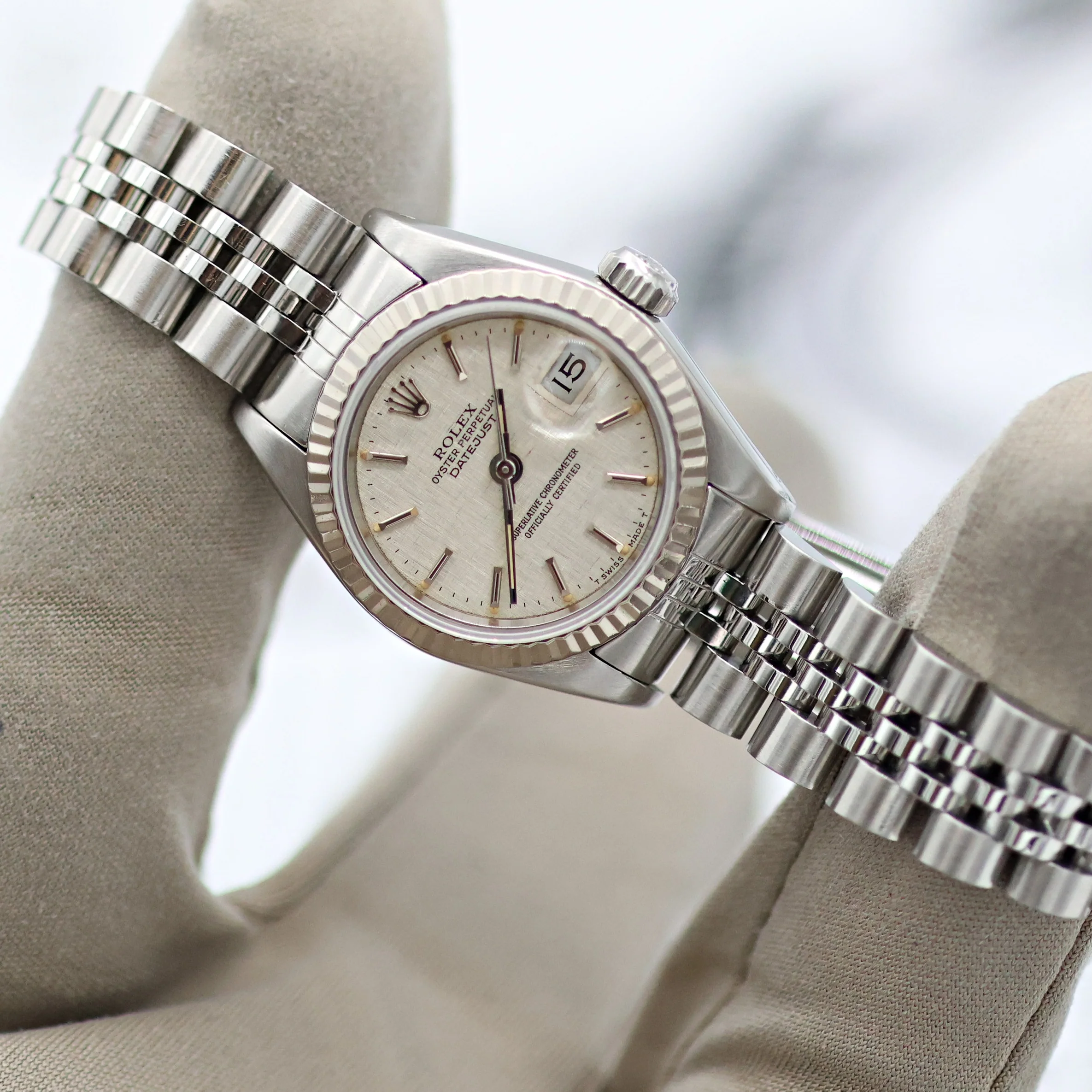 Rolex Lady-Datejust ref. 69174 - SIlver Linen Dial - Jubilee bracelet - Image 7