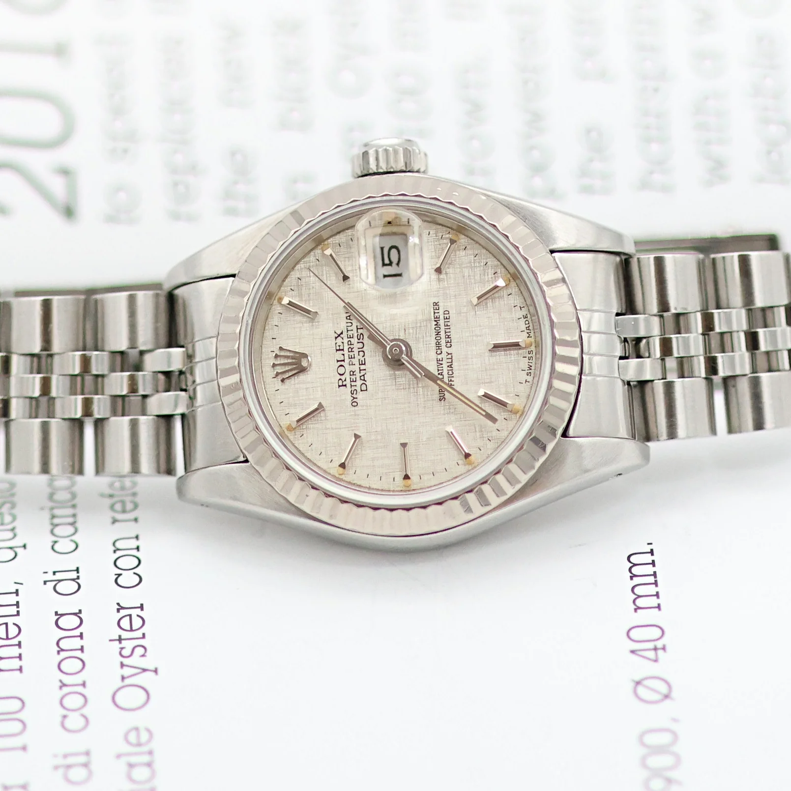 Rolex Lady-Datejust ref. 69174 - SIlver Linen Dial - Jubilee bracelet - Image 9