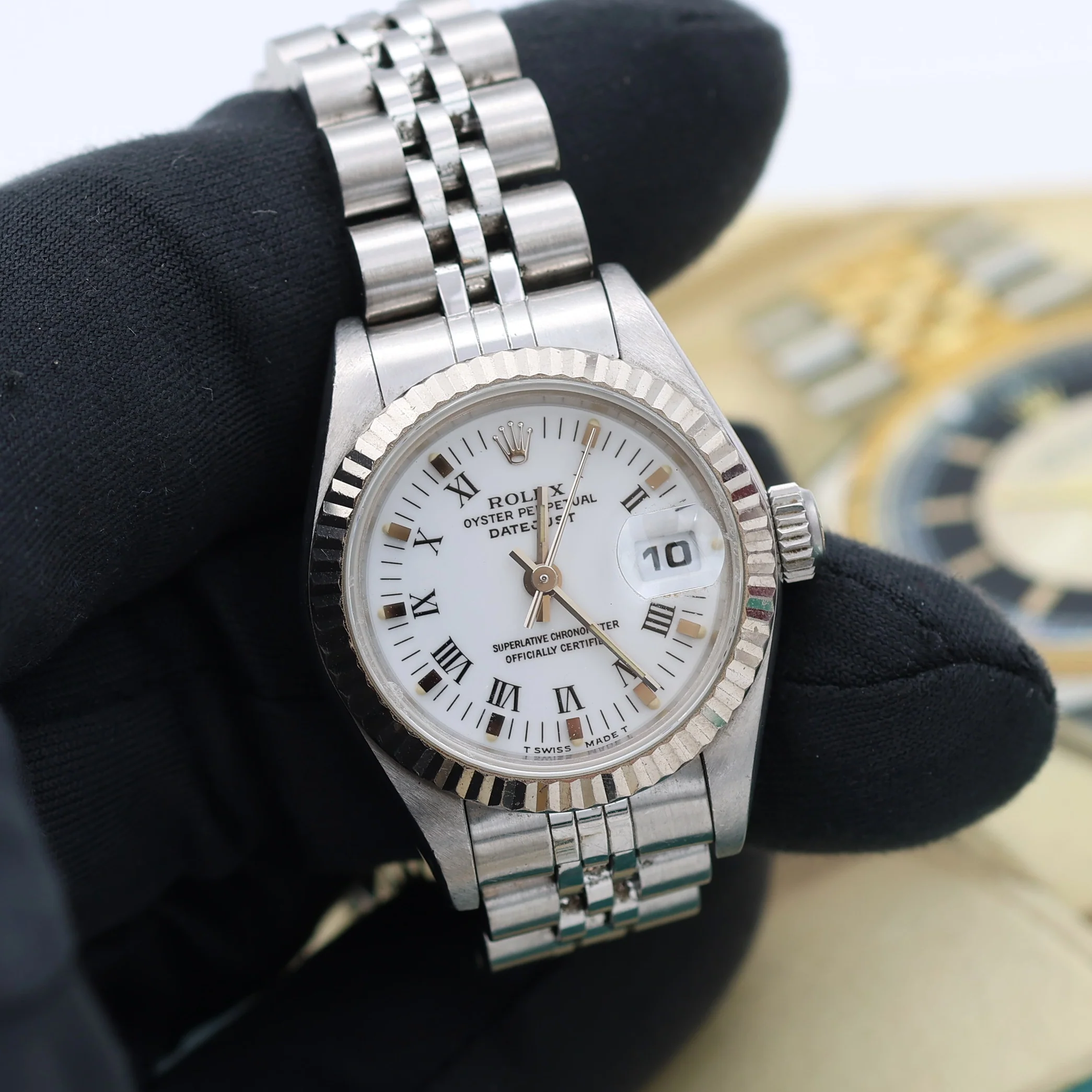 Rolex Lady-Datejust ref. 69174 - White Roman Small (Lines) Dial Jubilee bracelet - Full Set - Image 10