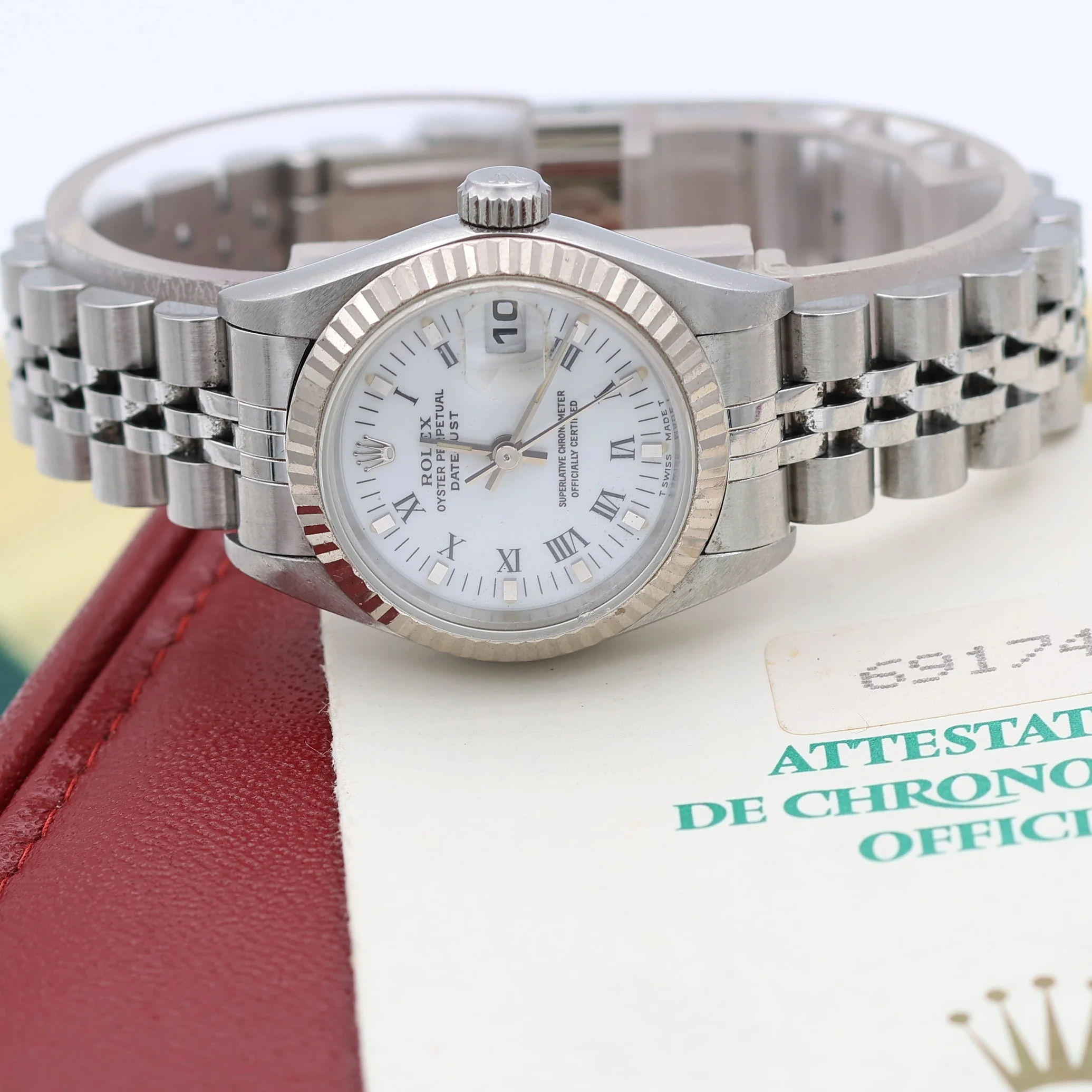 Rolex Lady-Datejust ref. 69174 - White Roman Small (Lines) Dial Jubilee bracelet - Full Set - Image 13