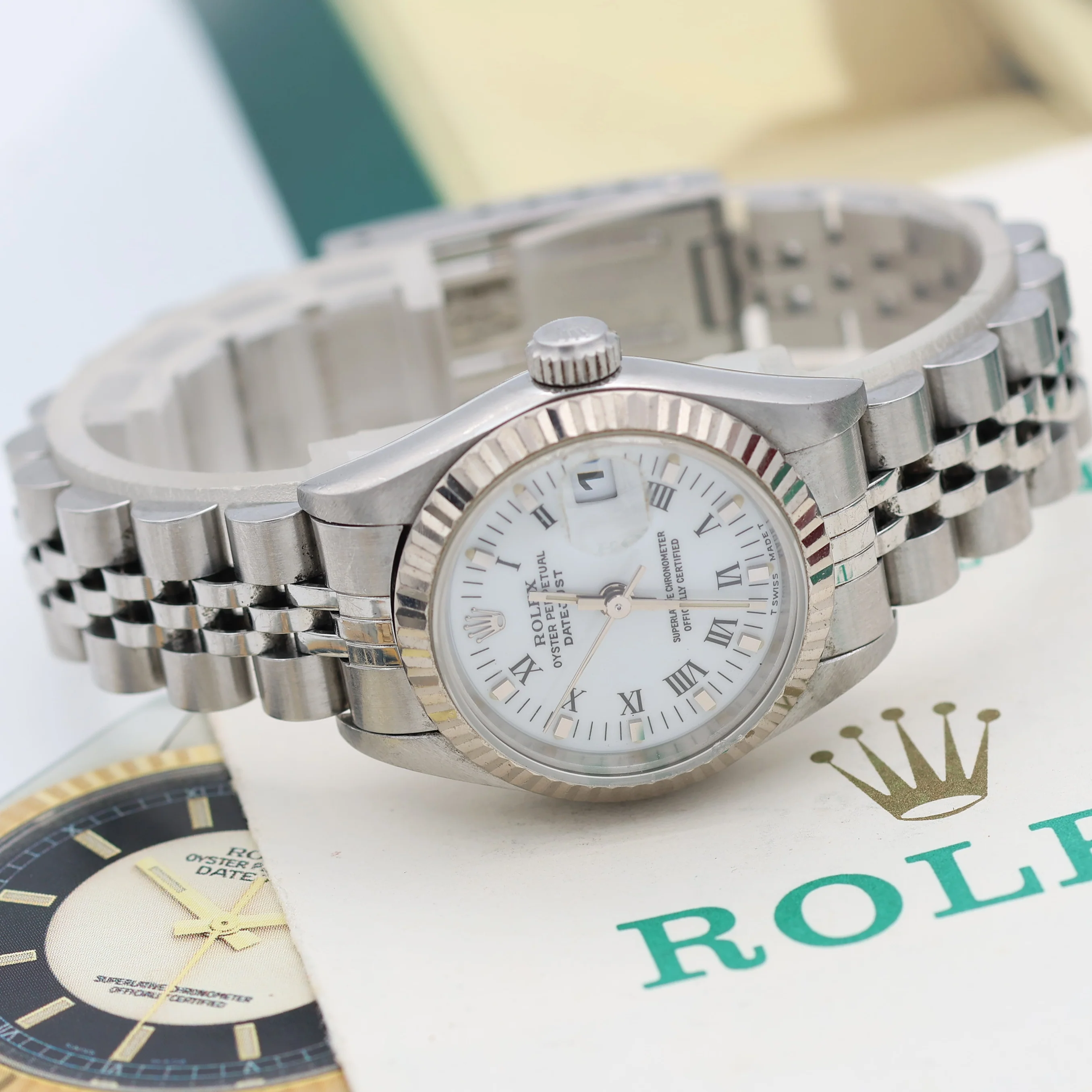 Rolex Lady-Datejust ref. 69174 - White Roman Small (Lines) Dial Jubilee bracelet - Full Set - Image 15