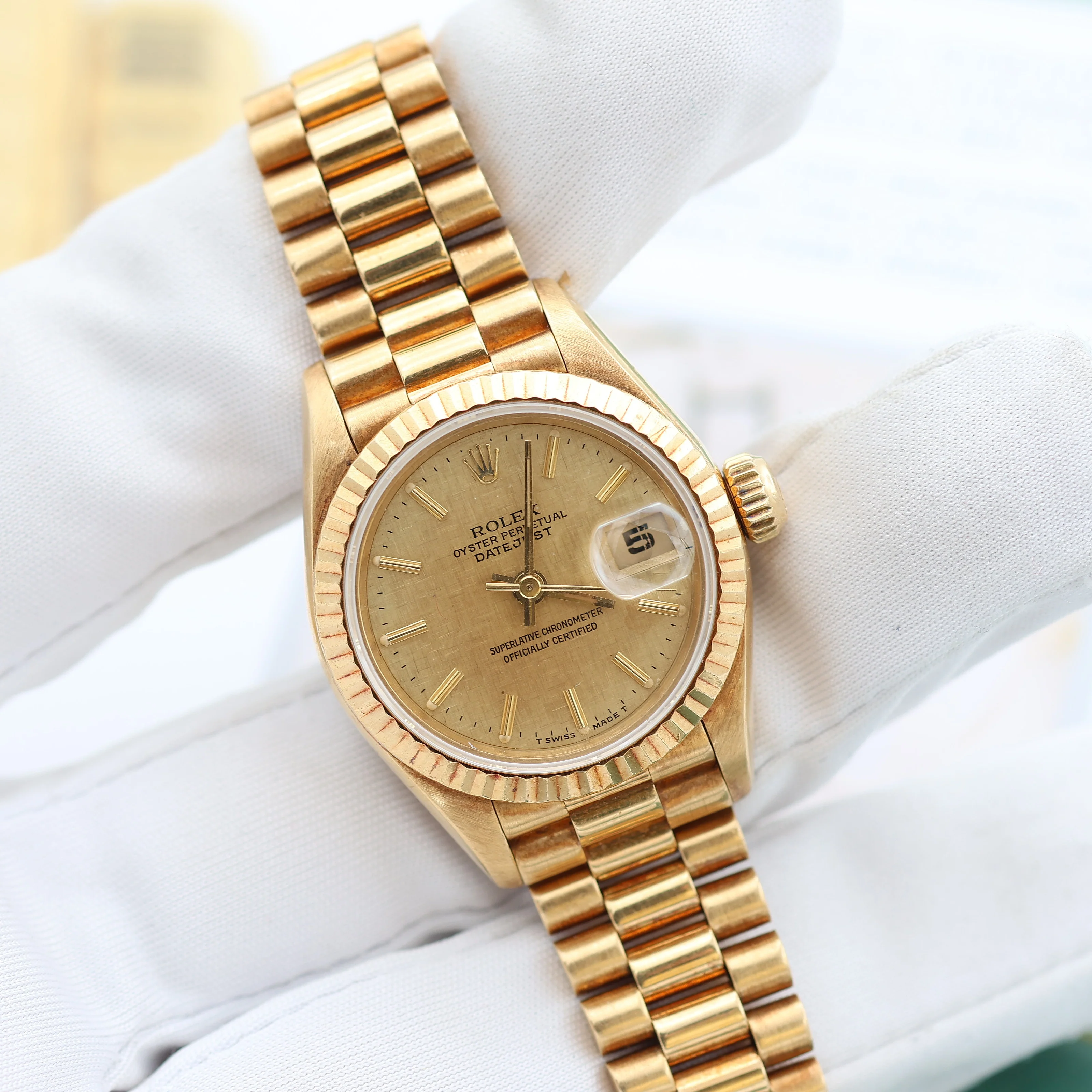 Rolex Lady Datejust ref. 69178 Champagne Linen Dial - Image 4