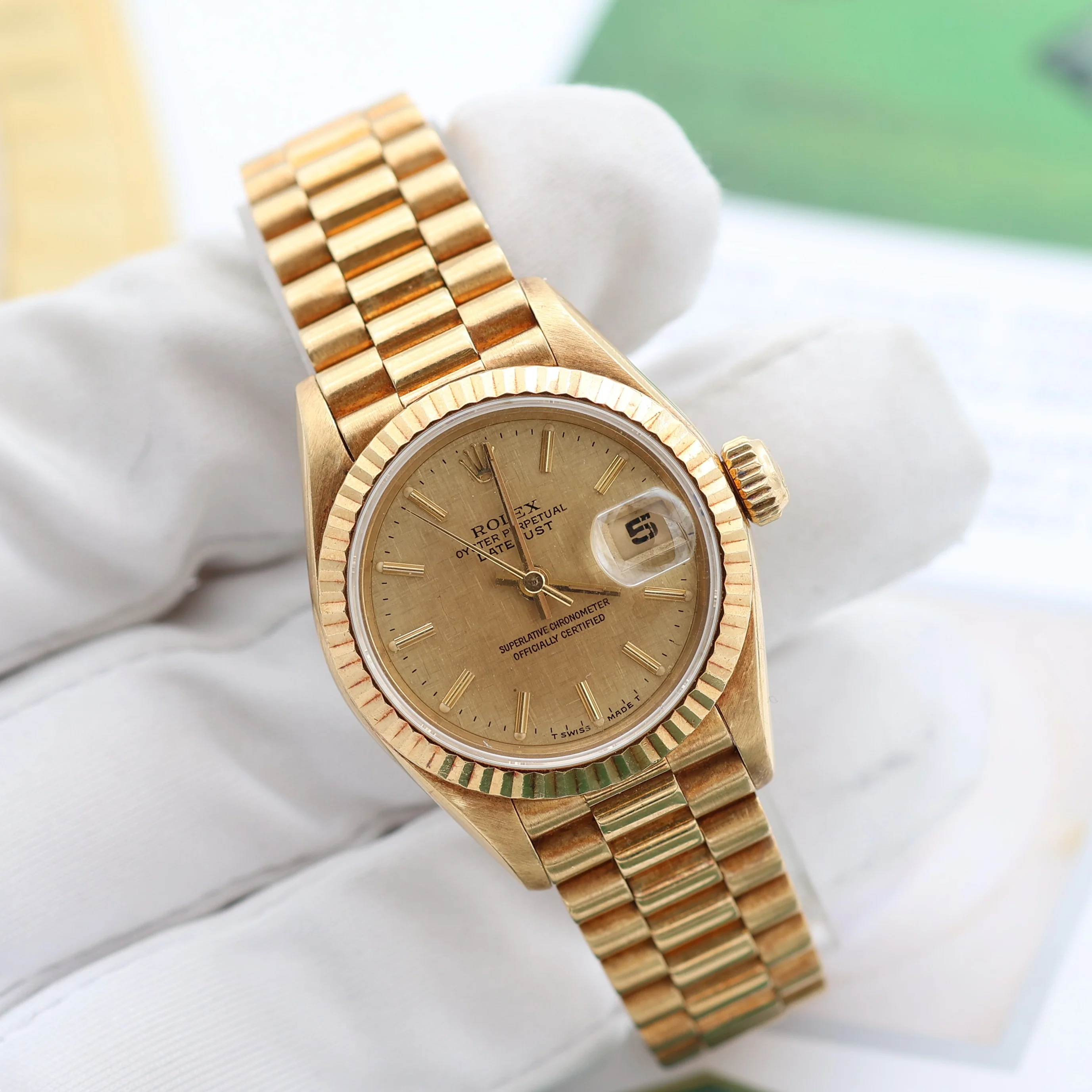 Rolex Lady Datejust ref. 69178 Champagne Linen Dial - Image 5