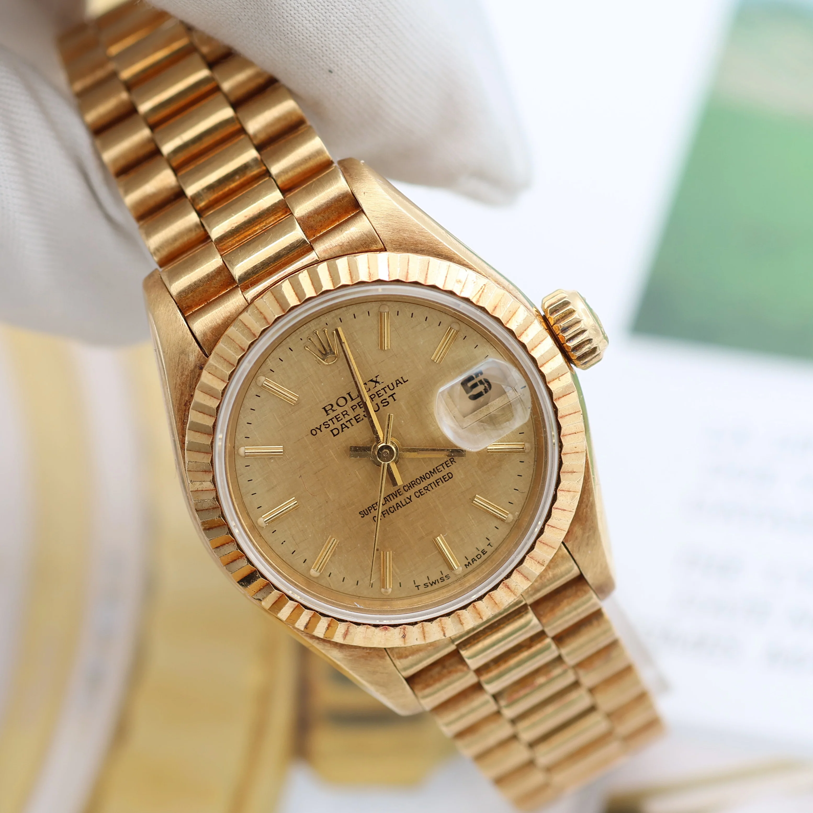 Rolex Lady Datejust ref. 69178 Champagne Linen Dial - Image 7