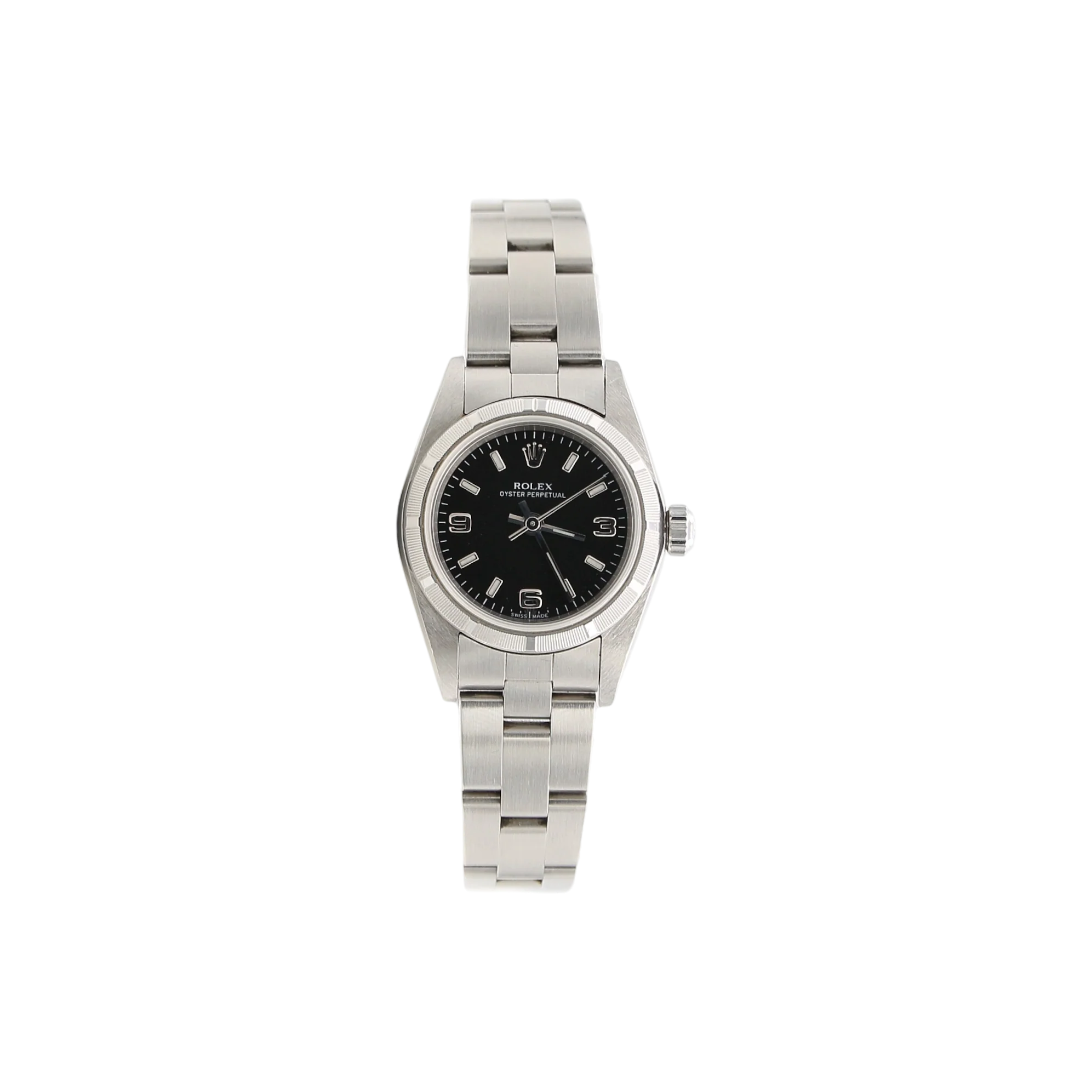 Rolex Lady Oyster Perpetual 76030 - Black 3-6-9 Dial - Oyster Bracelet