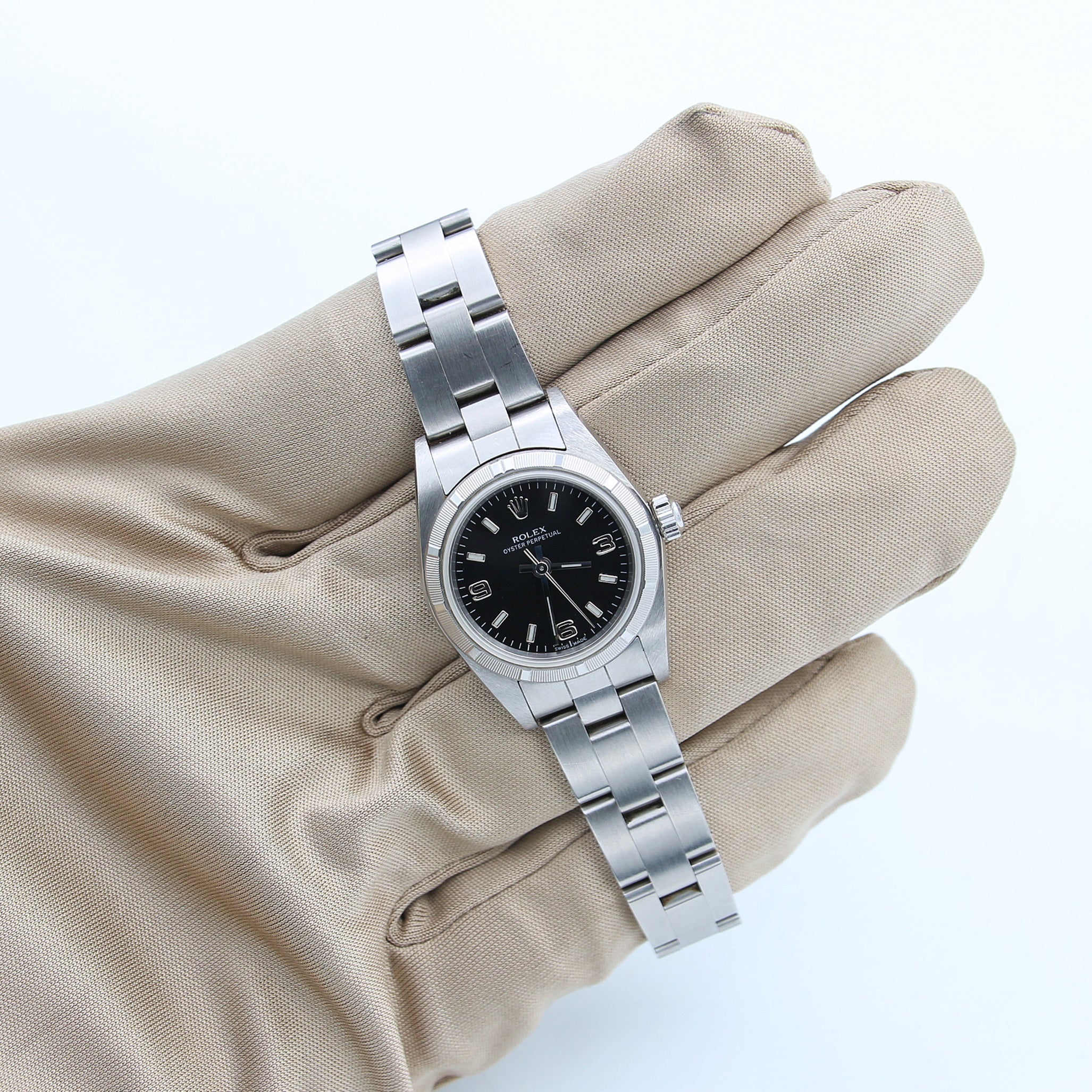 Rolex Lady Oyster Perpetual 76030 - Black 3-6-9 Dial - Oyster Bracelet - Image 2