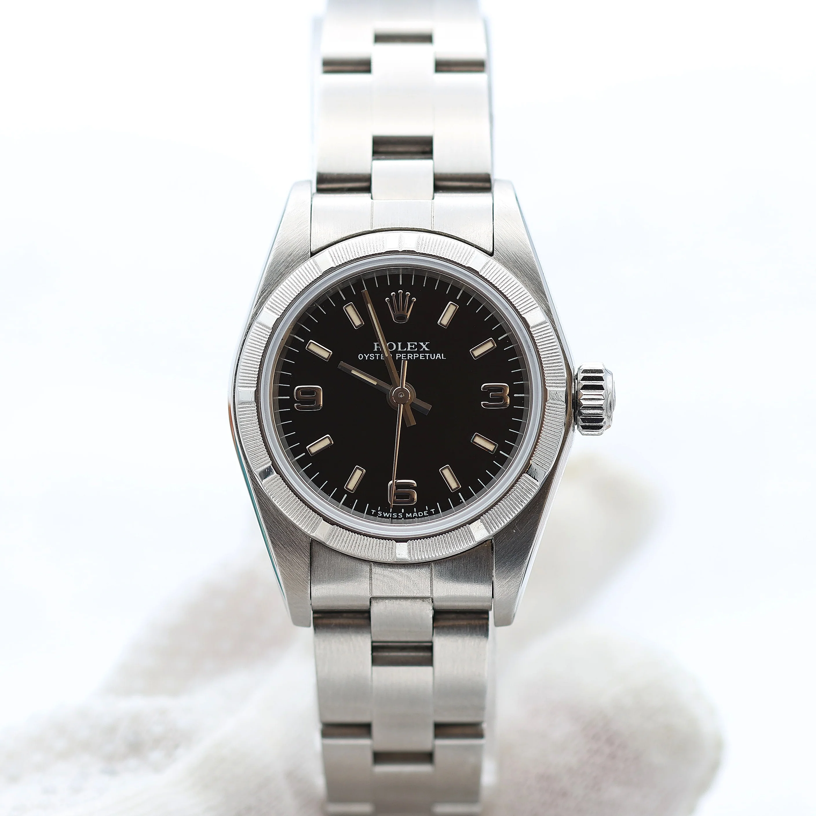 Rolex Lady Oyster Perpetual 76030 - Black 3-6-9 Dial - Oyster Bracelet - Image 3