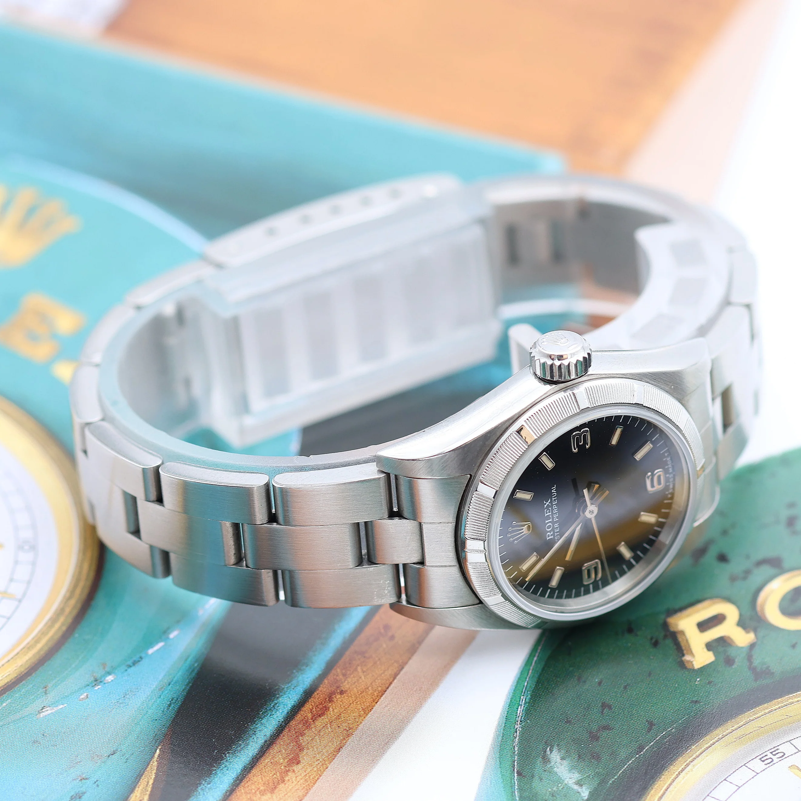 Rolex Lady Oyster Perpetual 76030 - Black 3-6-9 Dial - Oyster Bracelet - Image 7