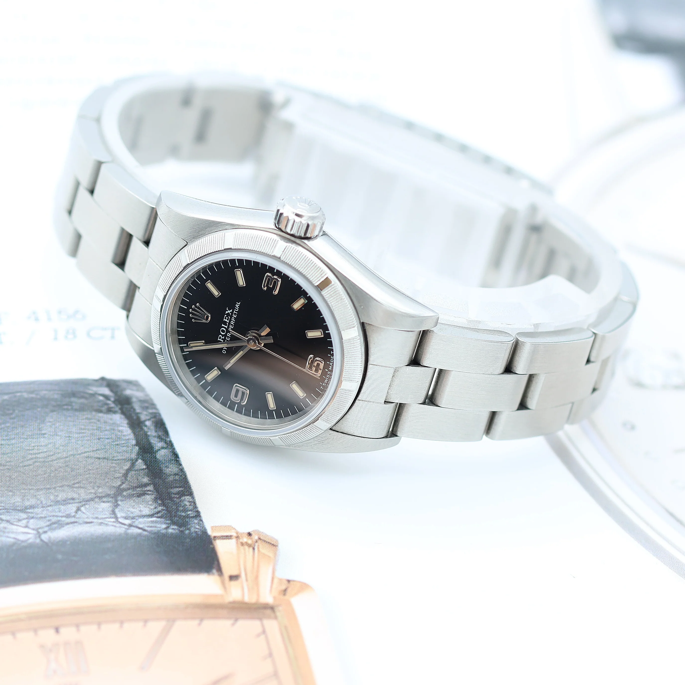 Rolex Lady Oyster Perpetual 76030 - Black 3-6-9 Dial - Oyster Bracelet - Image 8