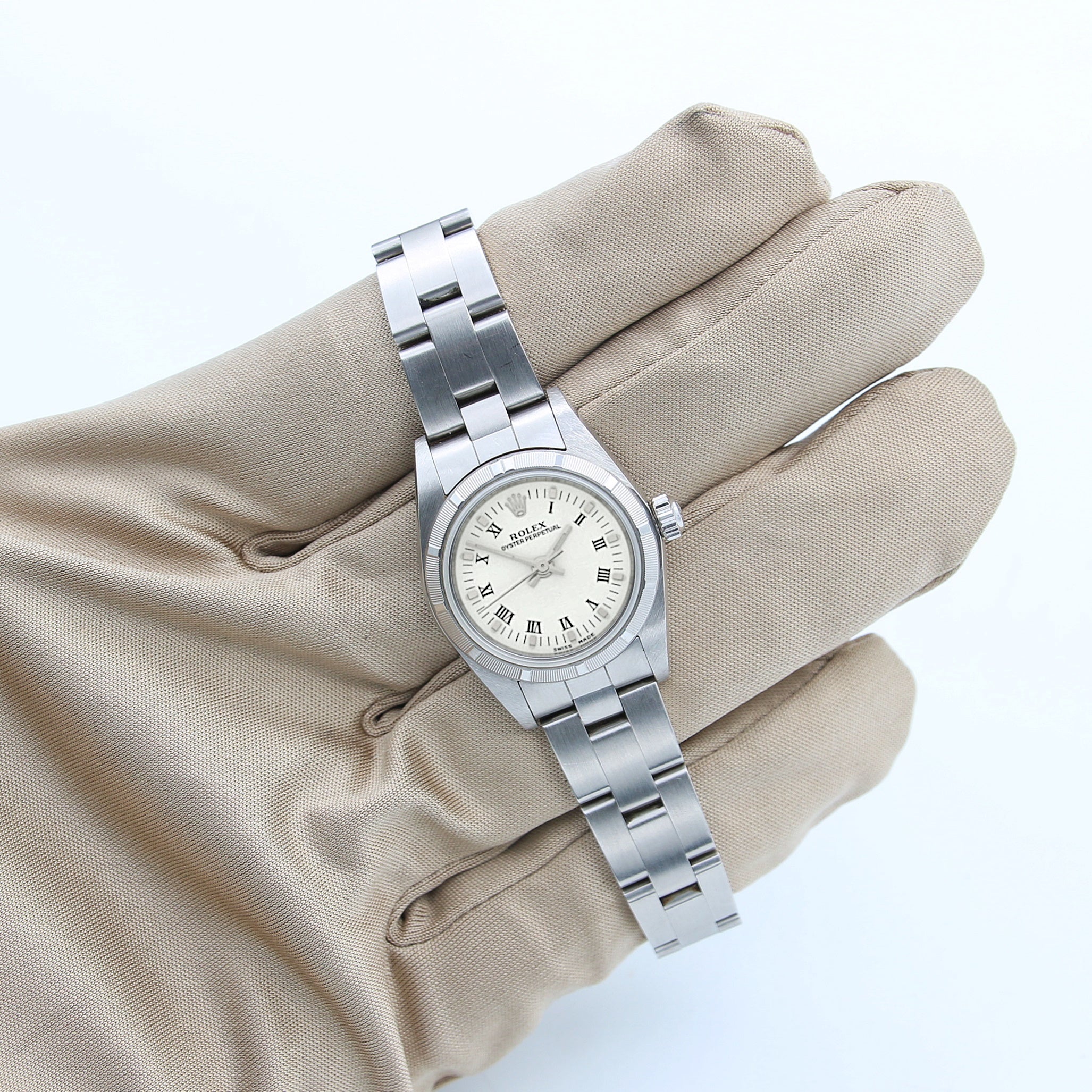 Rolex Lady Oyster Perpetual ref. 76030 - White Roman Dial - Oyster Bracelet - Image 3