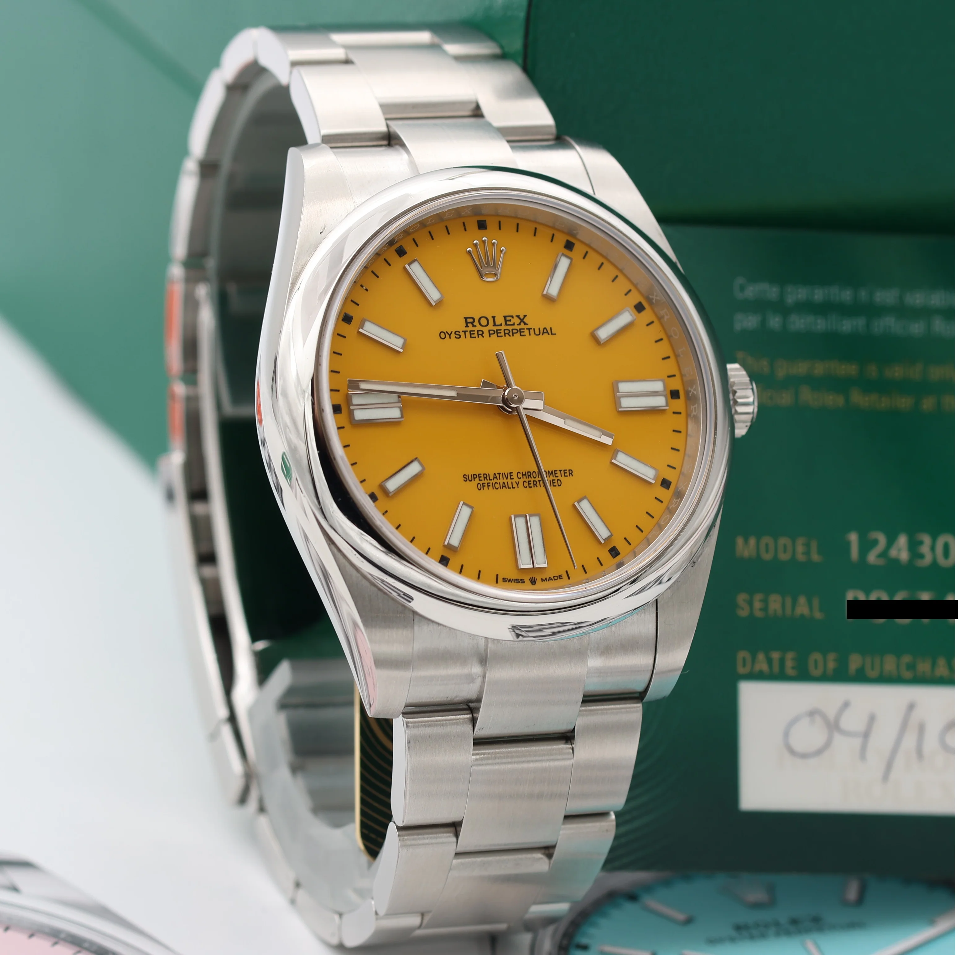Rolex Oyster Perpetual 124300 - Yellow Dial - Full set - Image 4