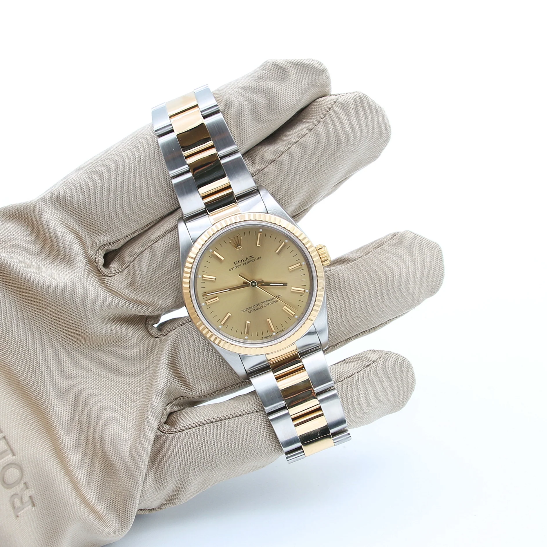 Rolex Oyster Perpetual 34 ref. 14233 Steel/Gold Champagne Dial - Oyster Bracelet - Image 6
