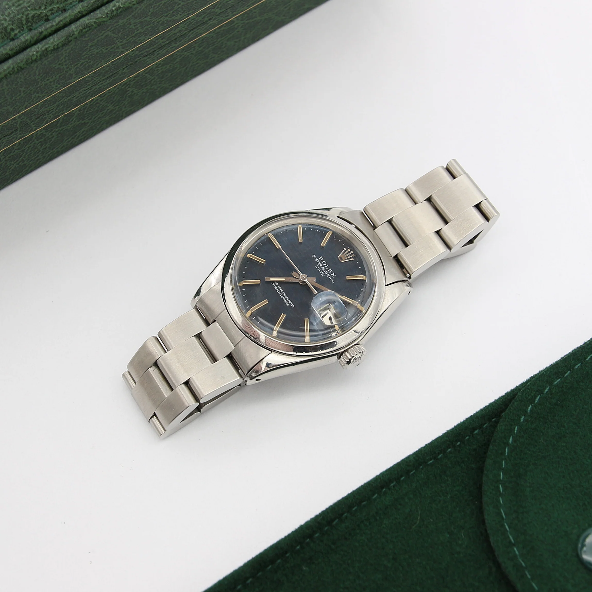 Rolex Oyster Perpetual Date ref. 1500 - Blue Mosaic dial - Steel bracelet - Image 3