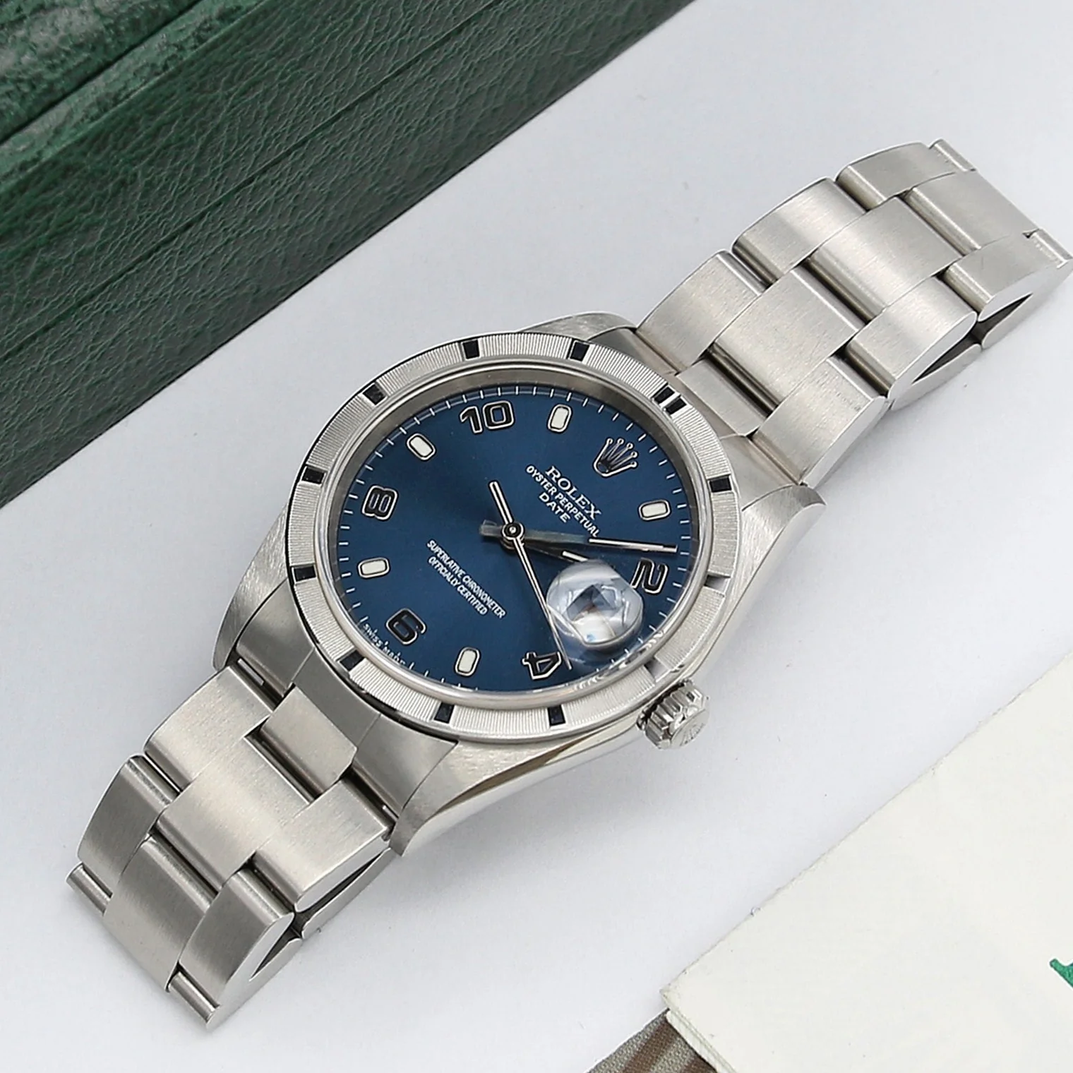 Rolex Oyster Perpetual Date ref. 15210 - Blue Arabic Dial - Full Set