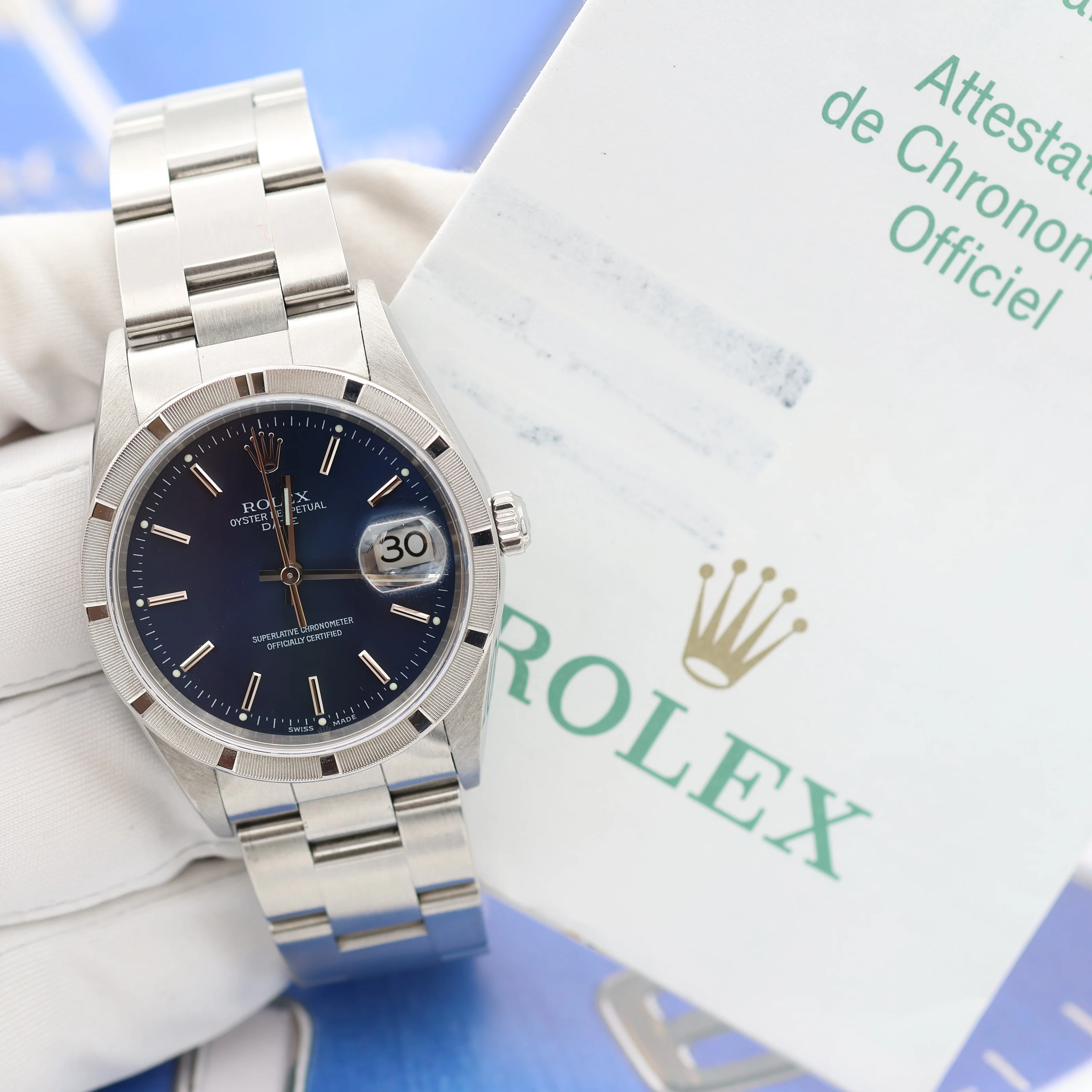 Rolex Oyster Perpetual Date ref. 15210 - Blue Dial - Full Set - Image 7